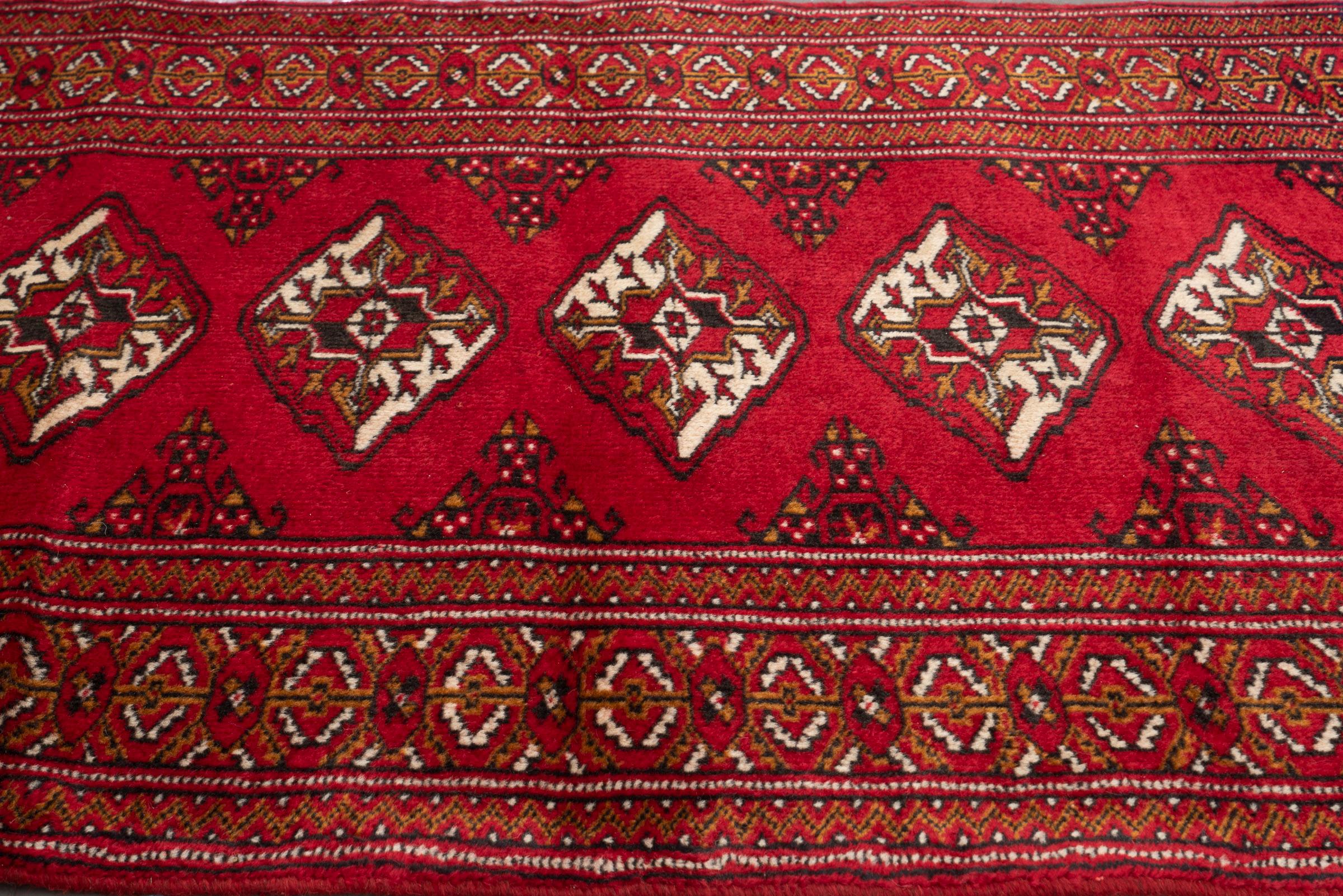 Vintage Fine Torkaman Yamut Mari Gool Five Toranj Persian Poshti Rug