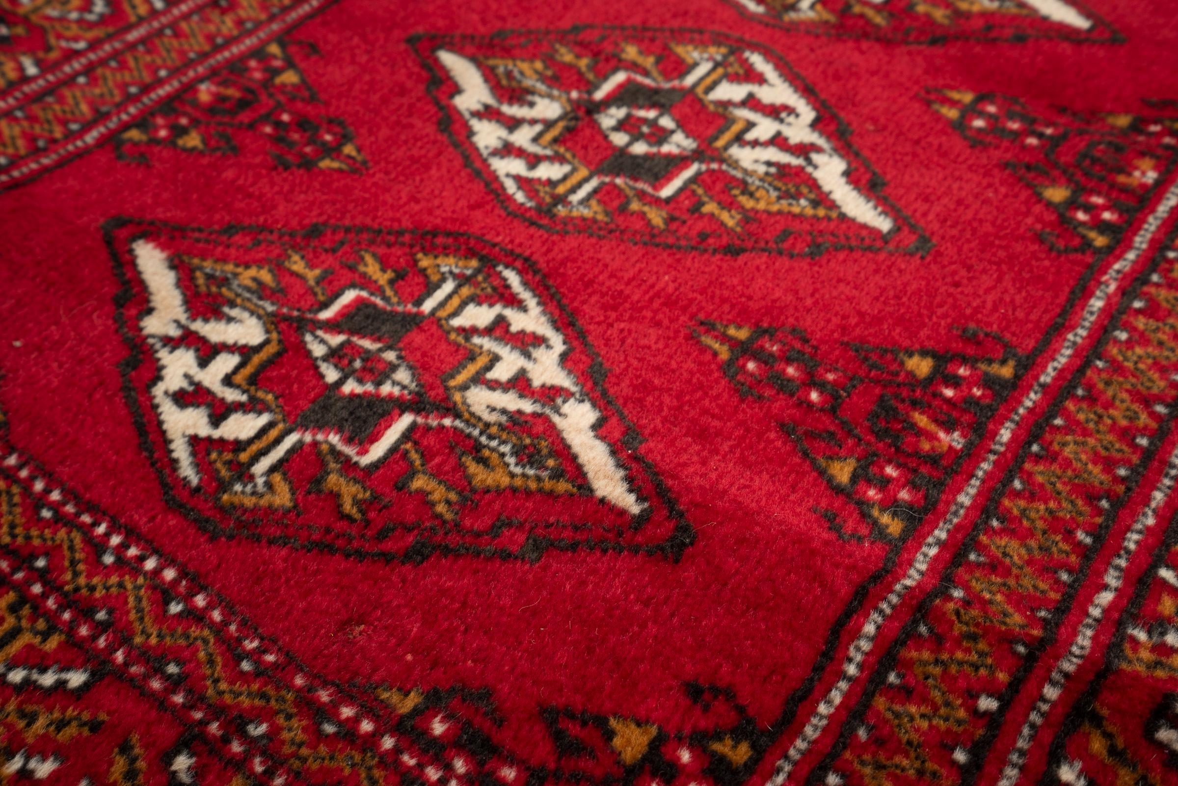 Vintage Fine Torkaman Yamut Mari Gool Five Toranj Persian Poshti Rug