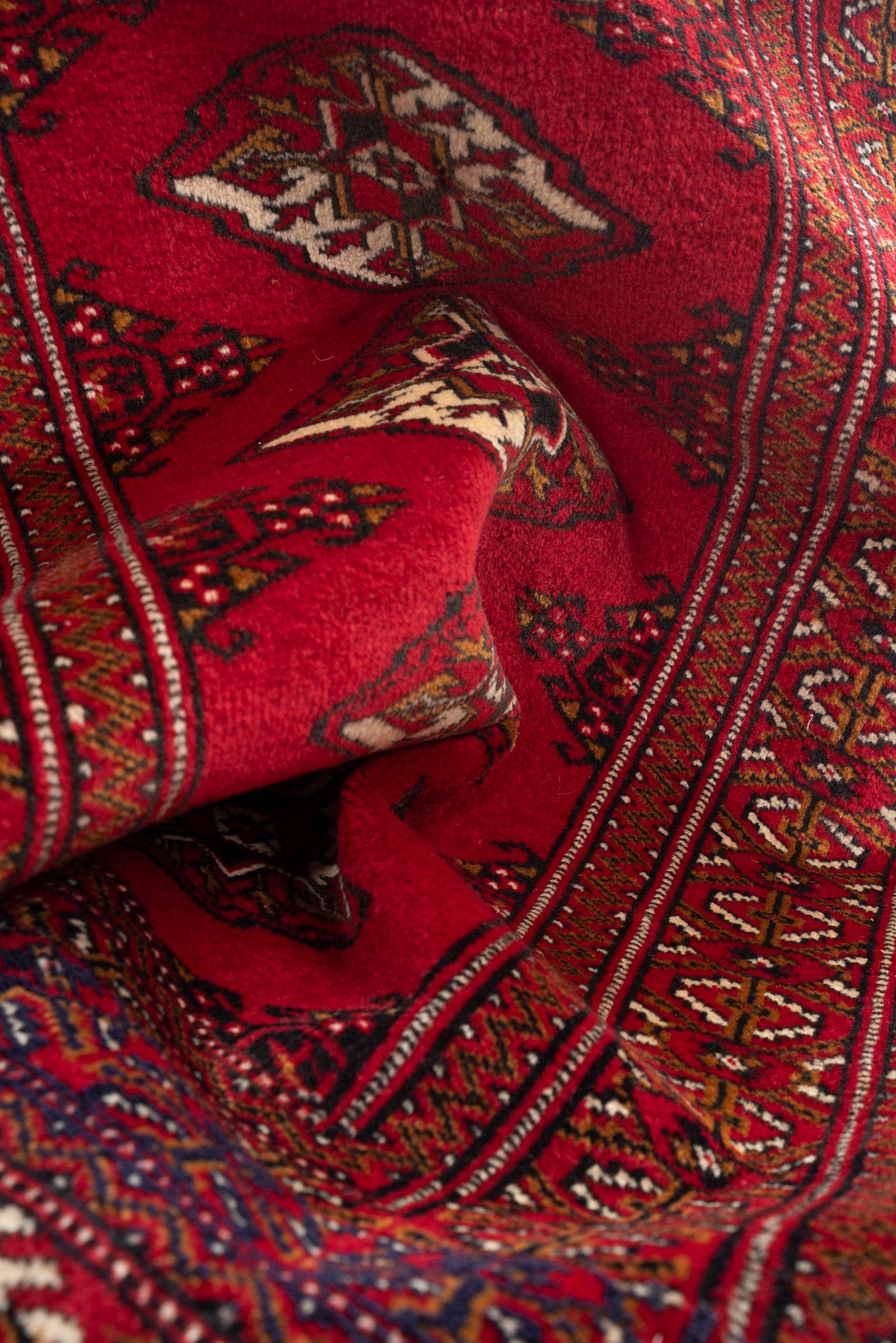 Vintage Fine Torkaman Yamut Mari Gool Five Toranj Persian Poshti Rug