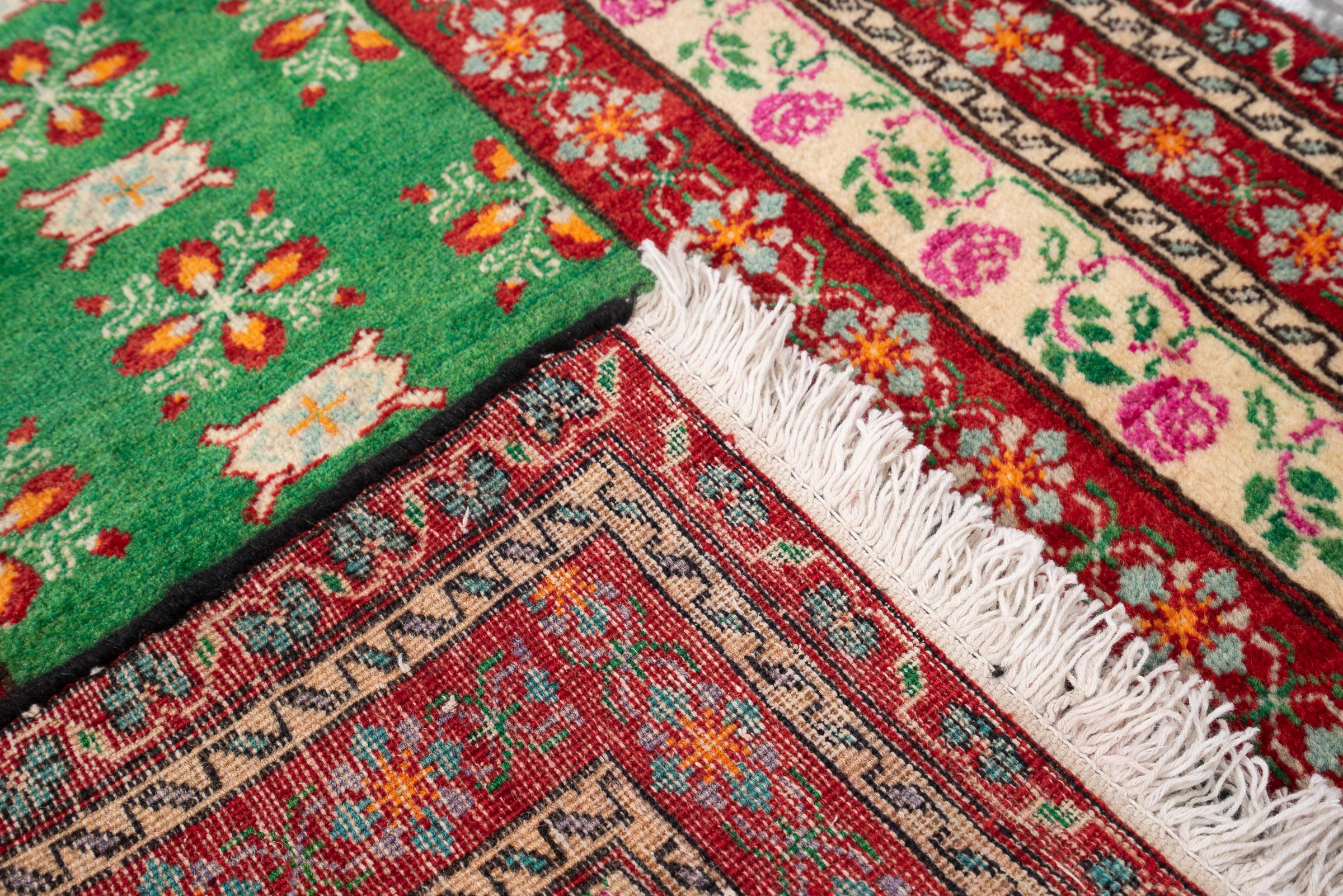 Vintage Afshar Simple Green Persian Rug