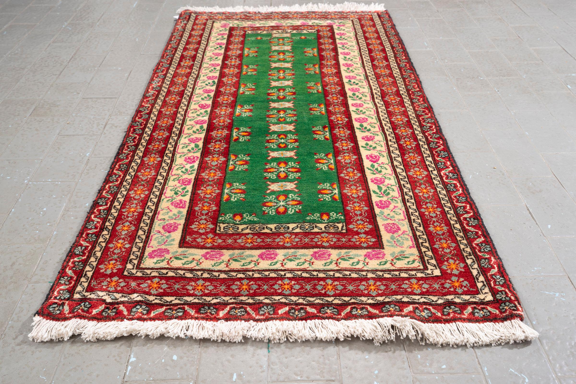 Vintage Afshar Simple Green Persian Rug
