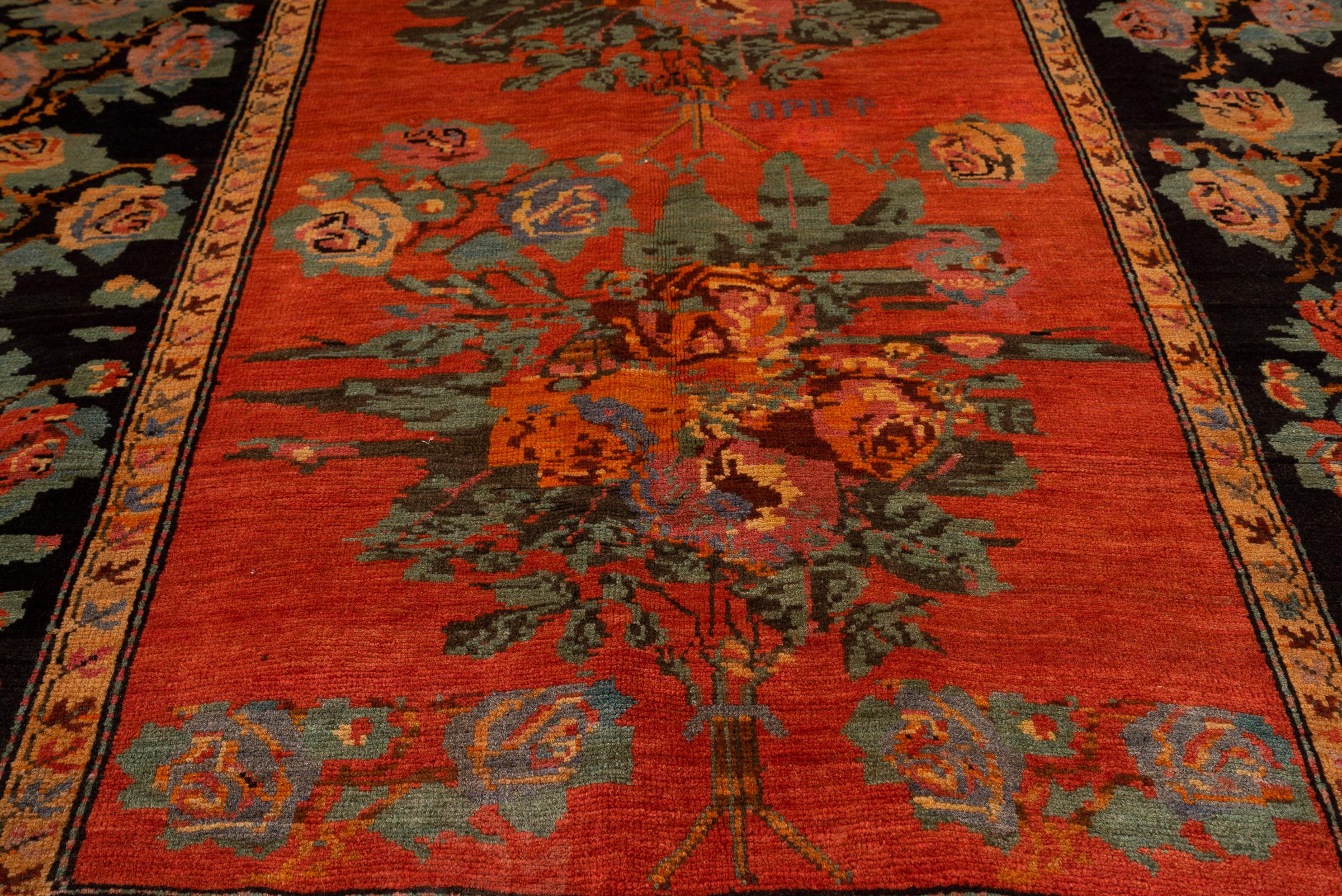 Antique Qarabağ (Artsakh) Gol Farang Armenian-Signed Caucasian Rug, c. 1890–1910
