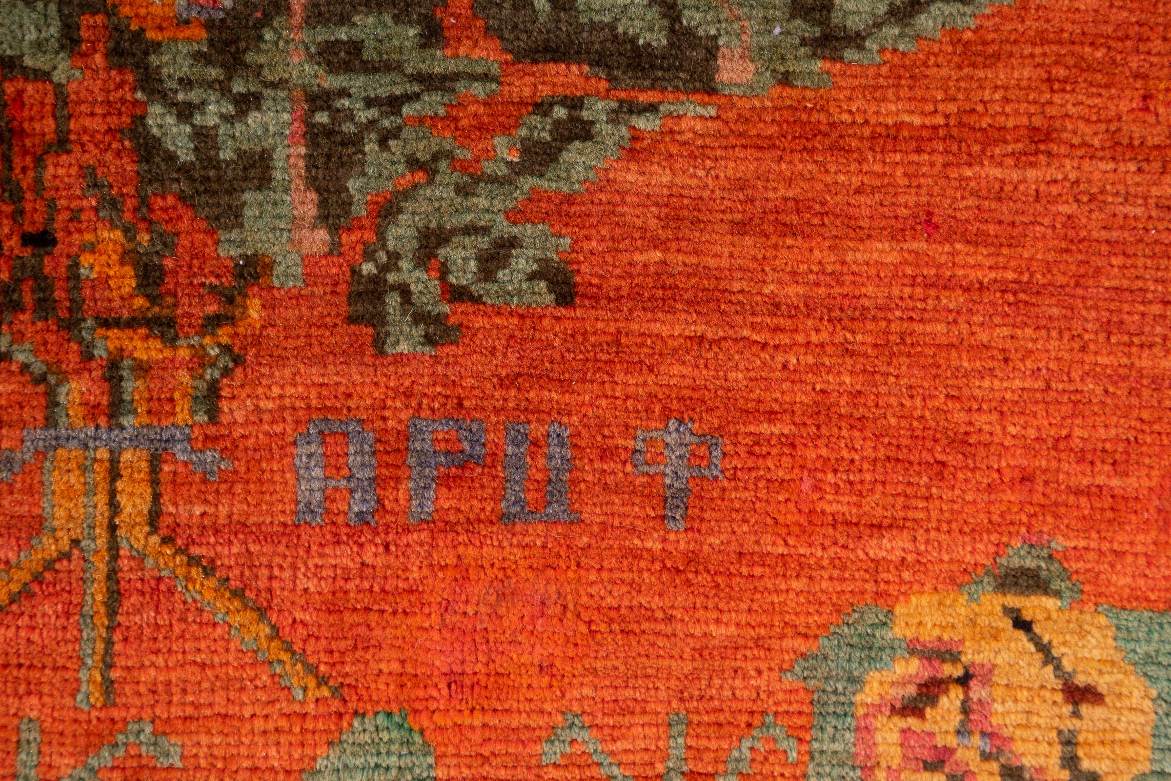 Antique Qarabağ (Artsakh) Gol Farang Armenian-Signed Caucasian Rug, c. 1890–1910