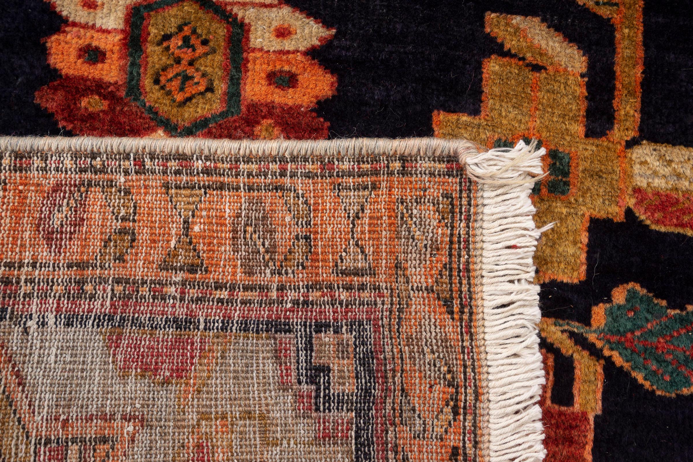 Vintage Double Toranj Heriz Persian Runner Rug