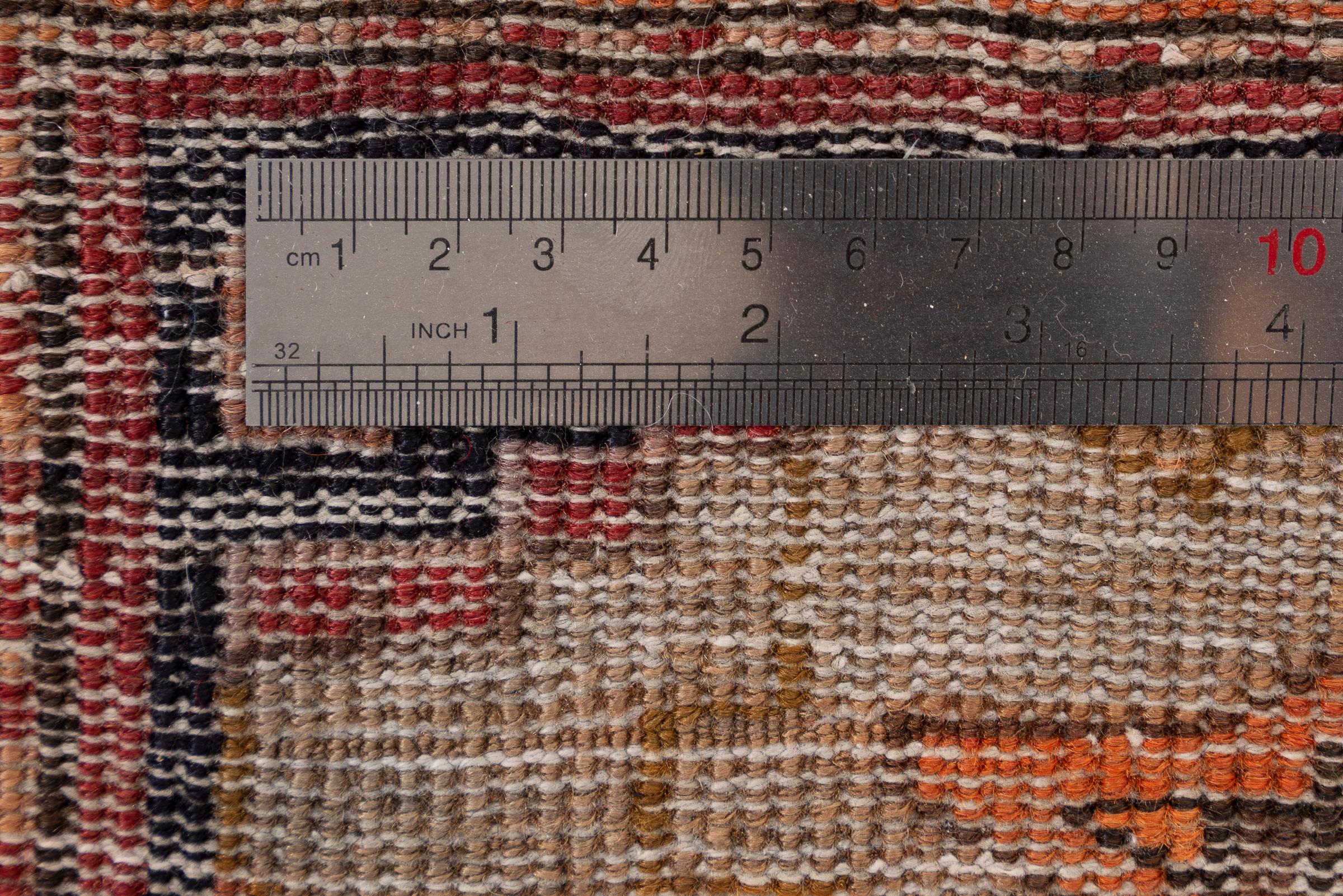 Vintage Double Toranj Heriz Persian Runner Rug