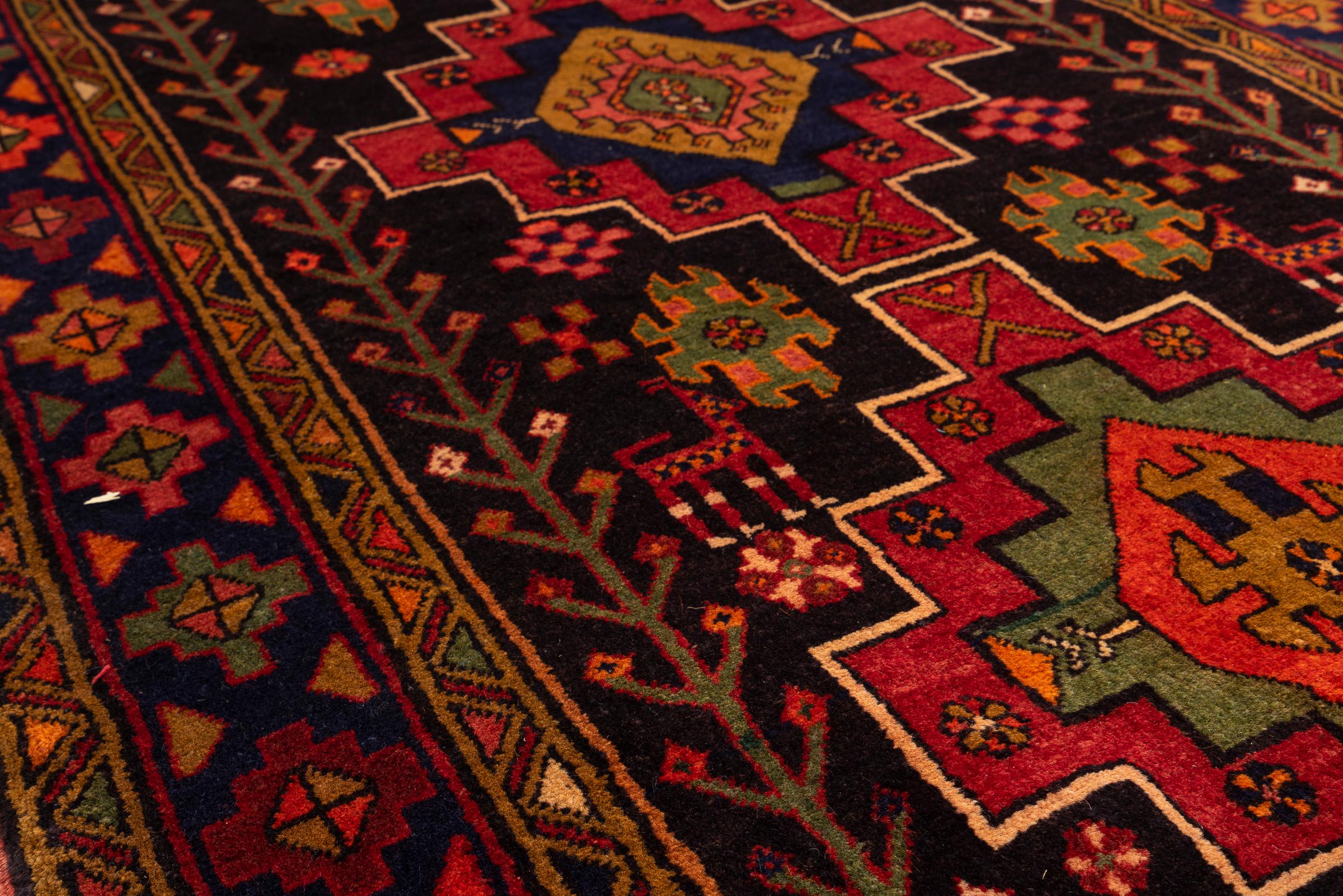 Antique Qara Dagh Caucasian Triple Toranj Persian Rug