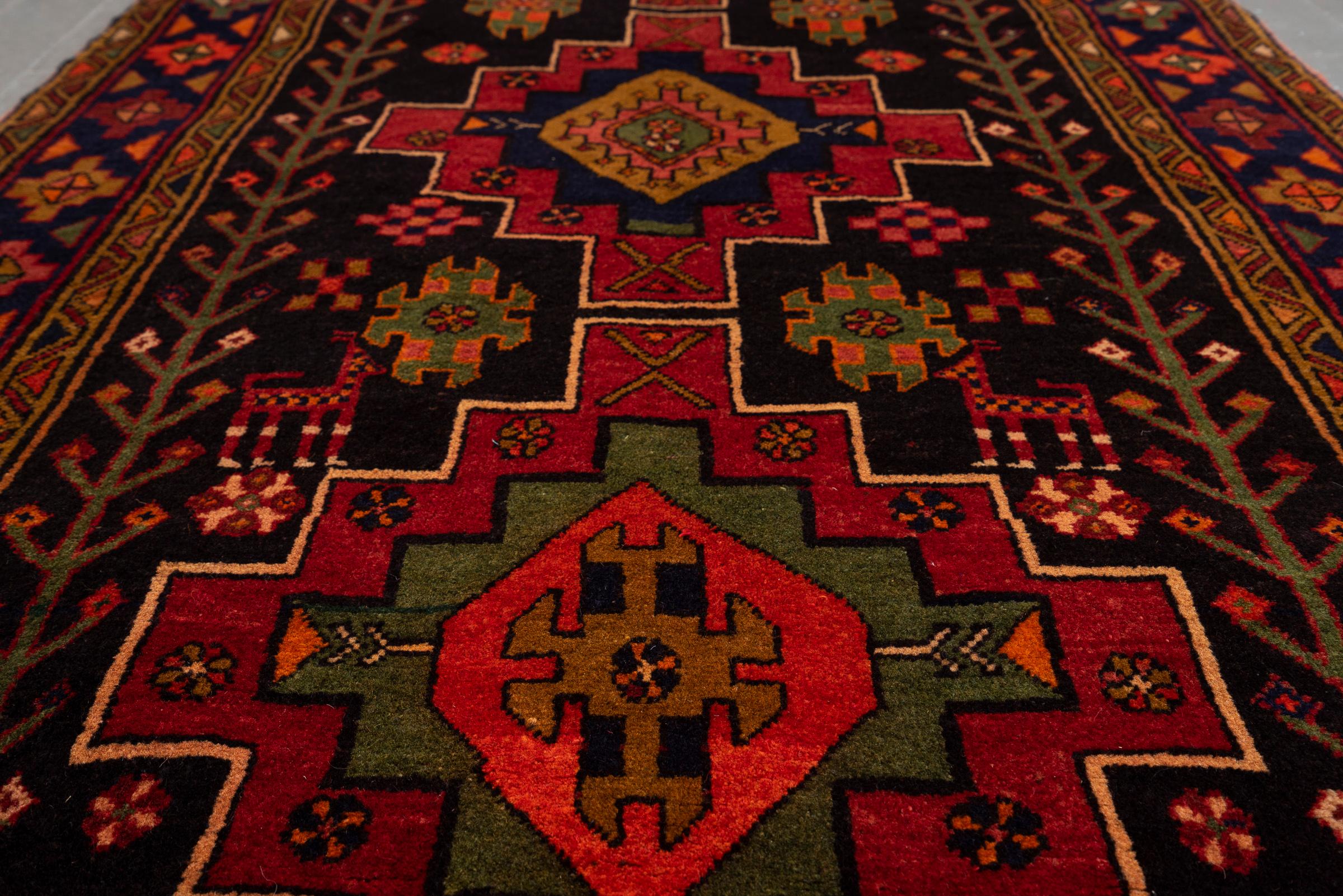 Antique Qara Dagh Caucasian Triple Toranj Persian Rug