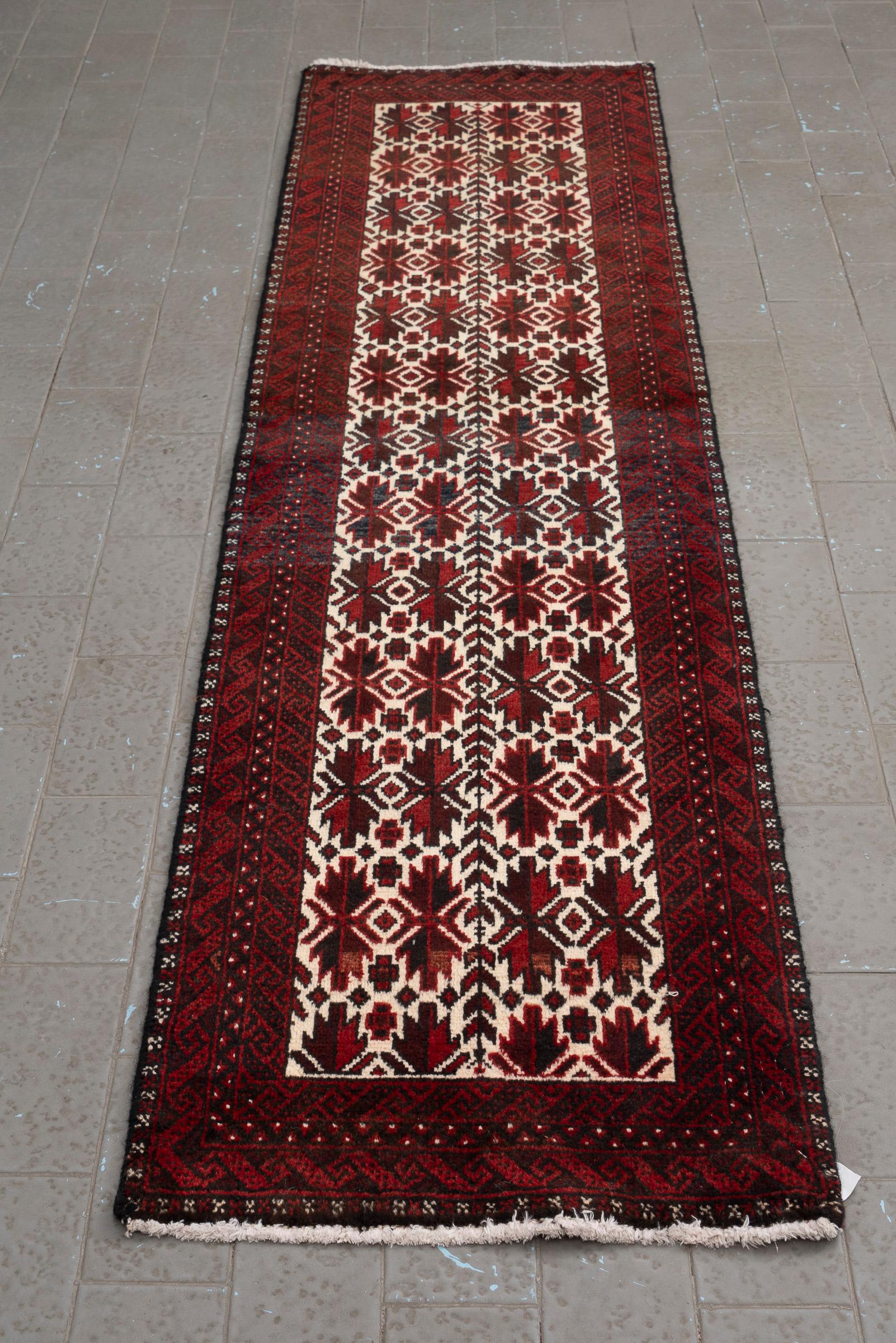 Vintage Baluch All Over Persian Runner Rug
