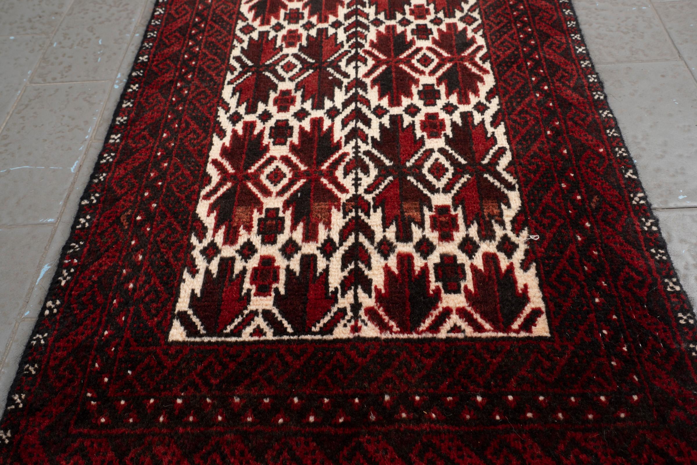 Vintage Baluch All Over Persian Runner Rug