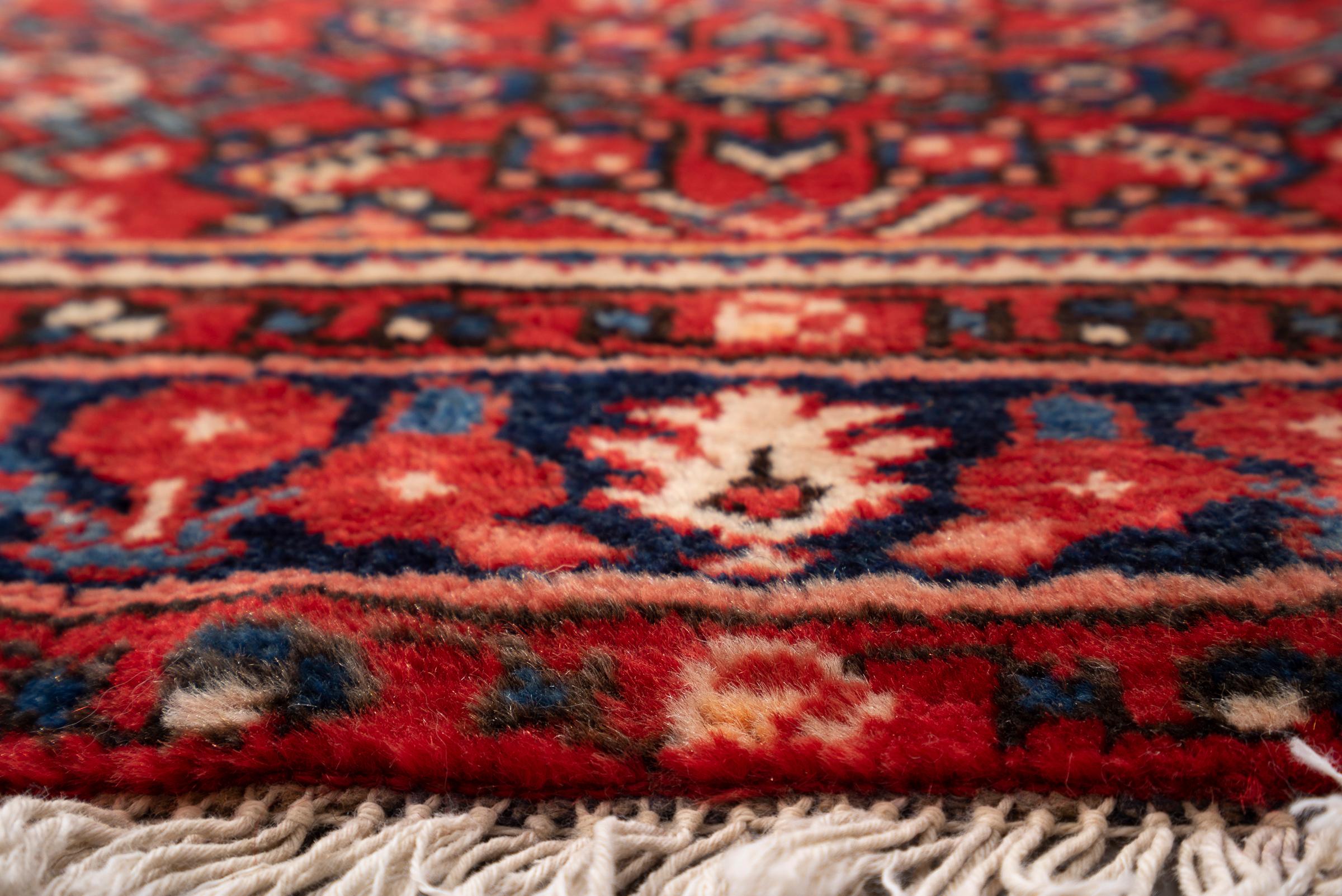 Vintage Fine Hossein Abad Mahi Persian Runner Rug