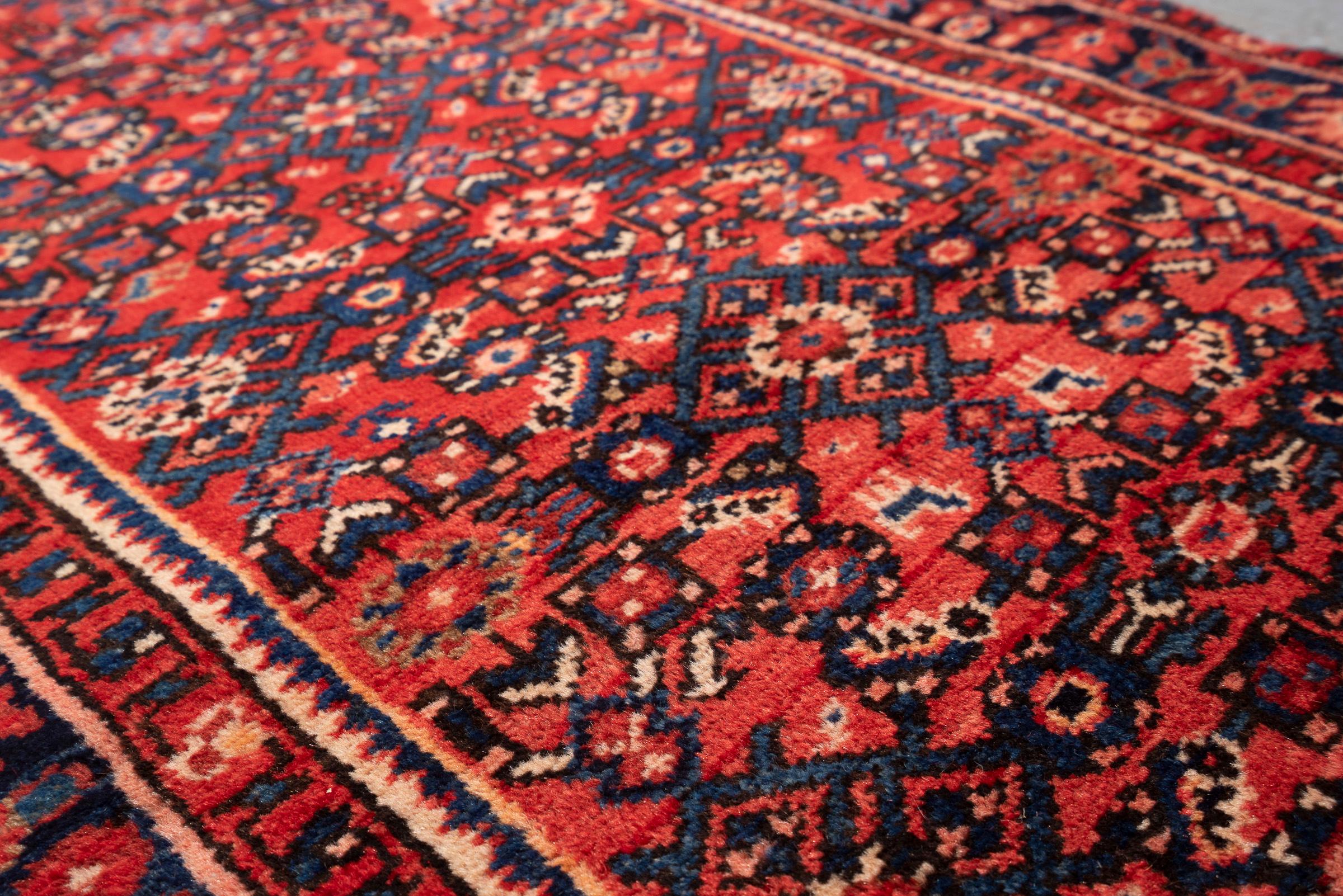 Vintage Fine Hossein Abad Mahi Persian Runner Rug