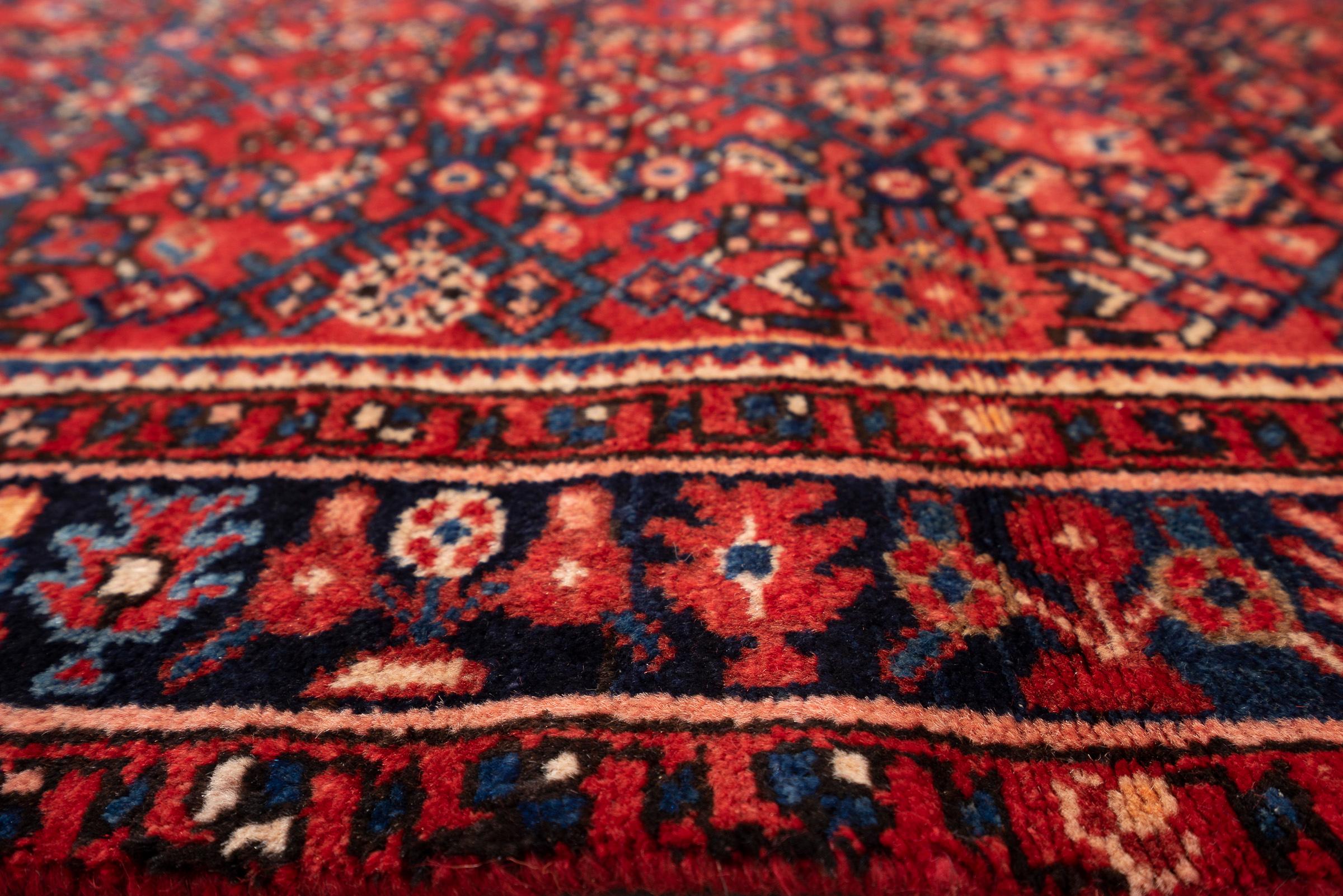 Vintage Fine Hossein Abad Mahi Persian Runner Rug