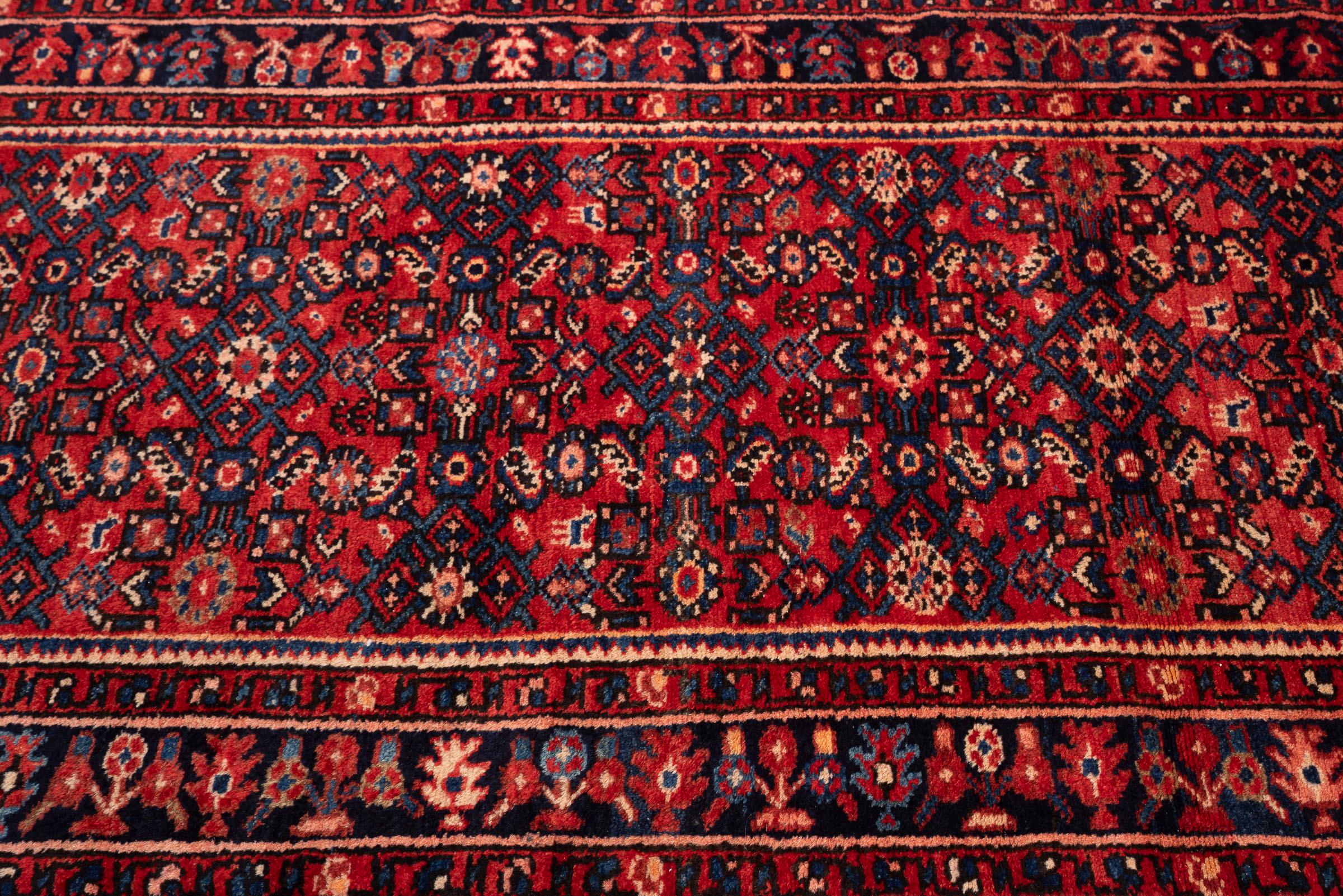 Vintage Fine Hossein Abad Mahi Persian Runner Rug