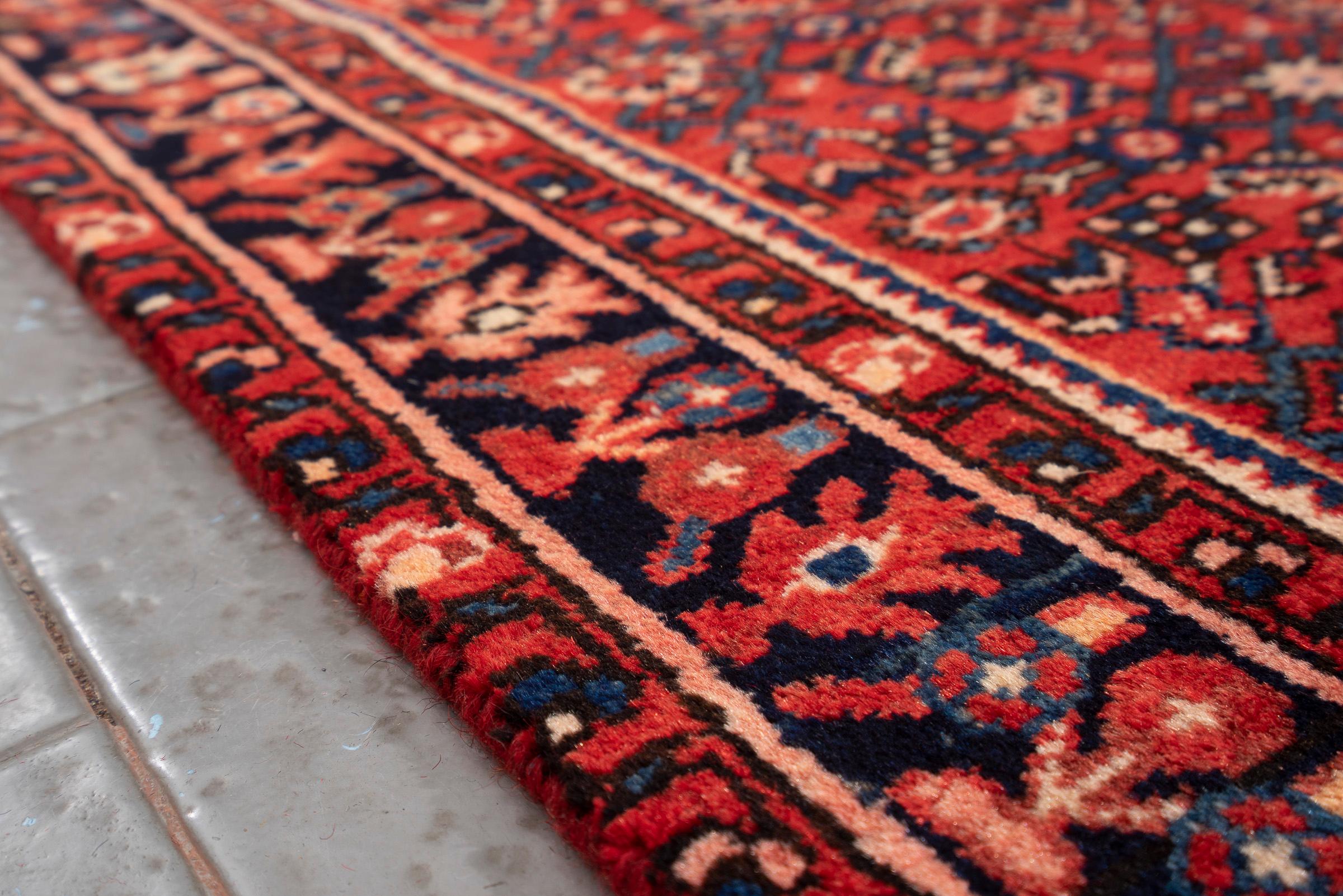 Vintage Fine Hossein Abad Mahi Persian Runner Rug