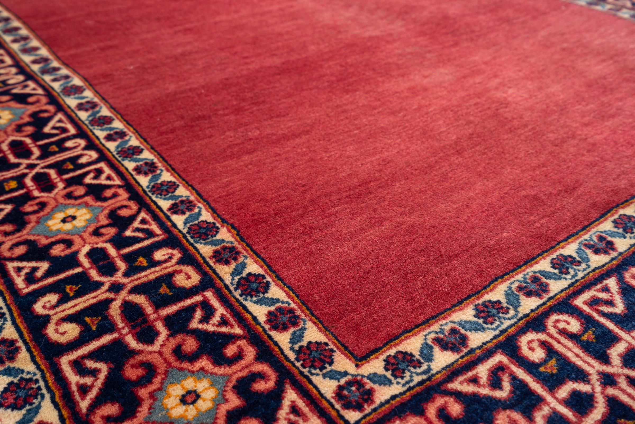 Fine Kashan Minimal Red Persian Runner Rug