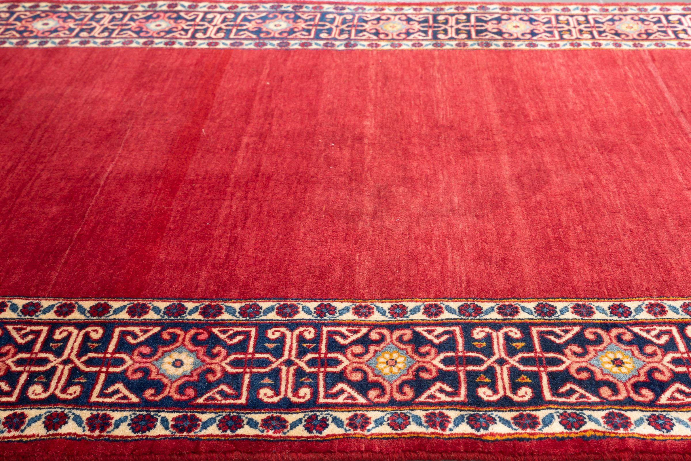 Fine Kashan Minimal Red Persian Runner Rug