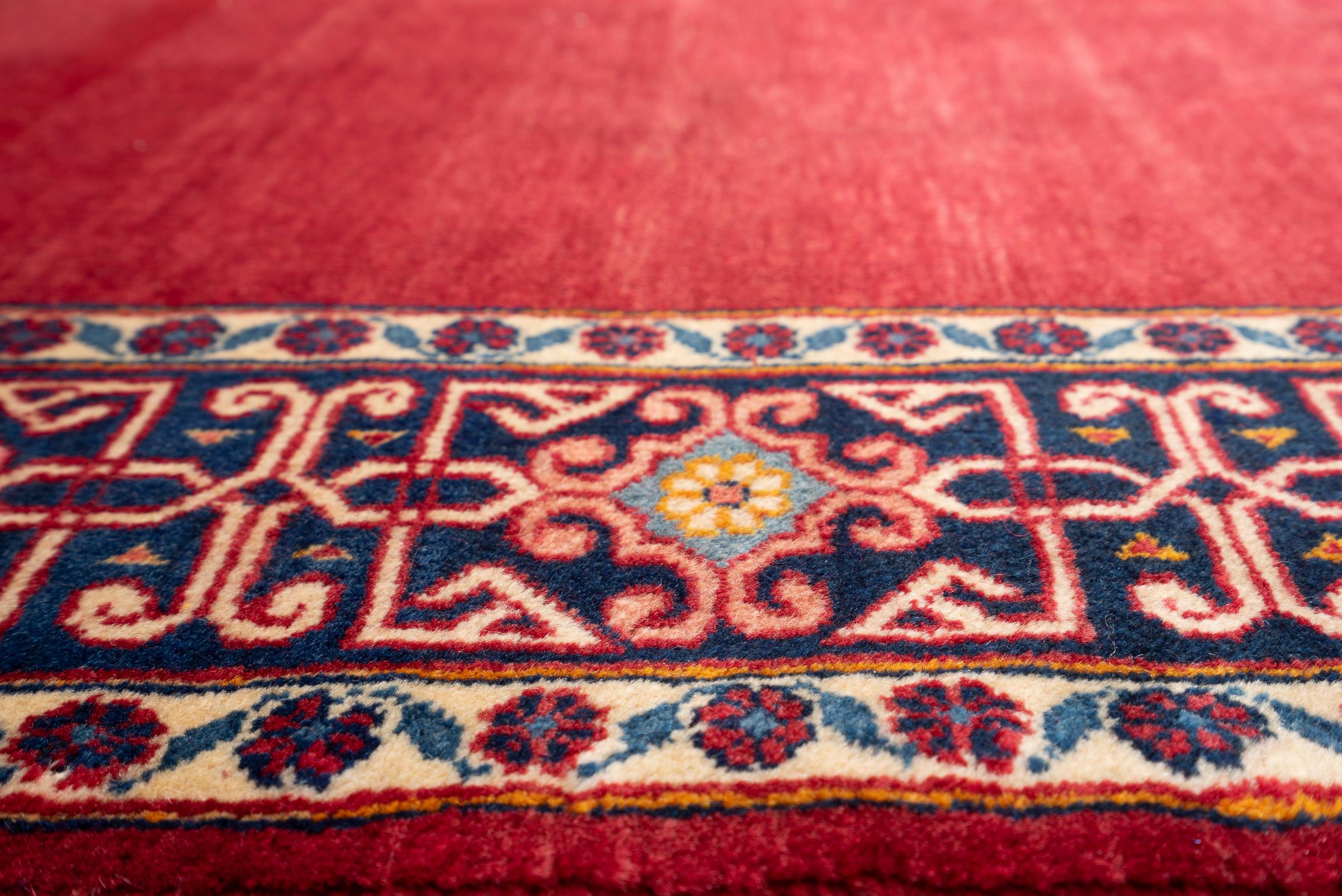 Fine Kashan Minimal Red Persian Runner Rug