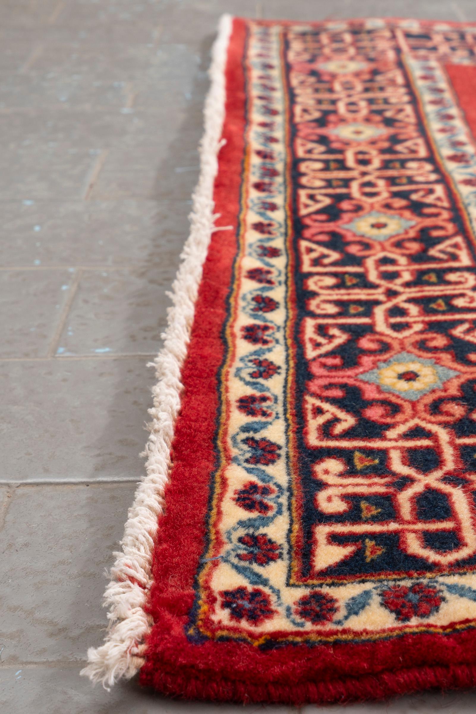 Fine Kashan Minimal Red Persian Runner Rug
