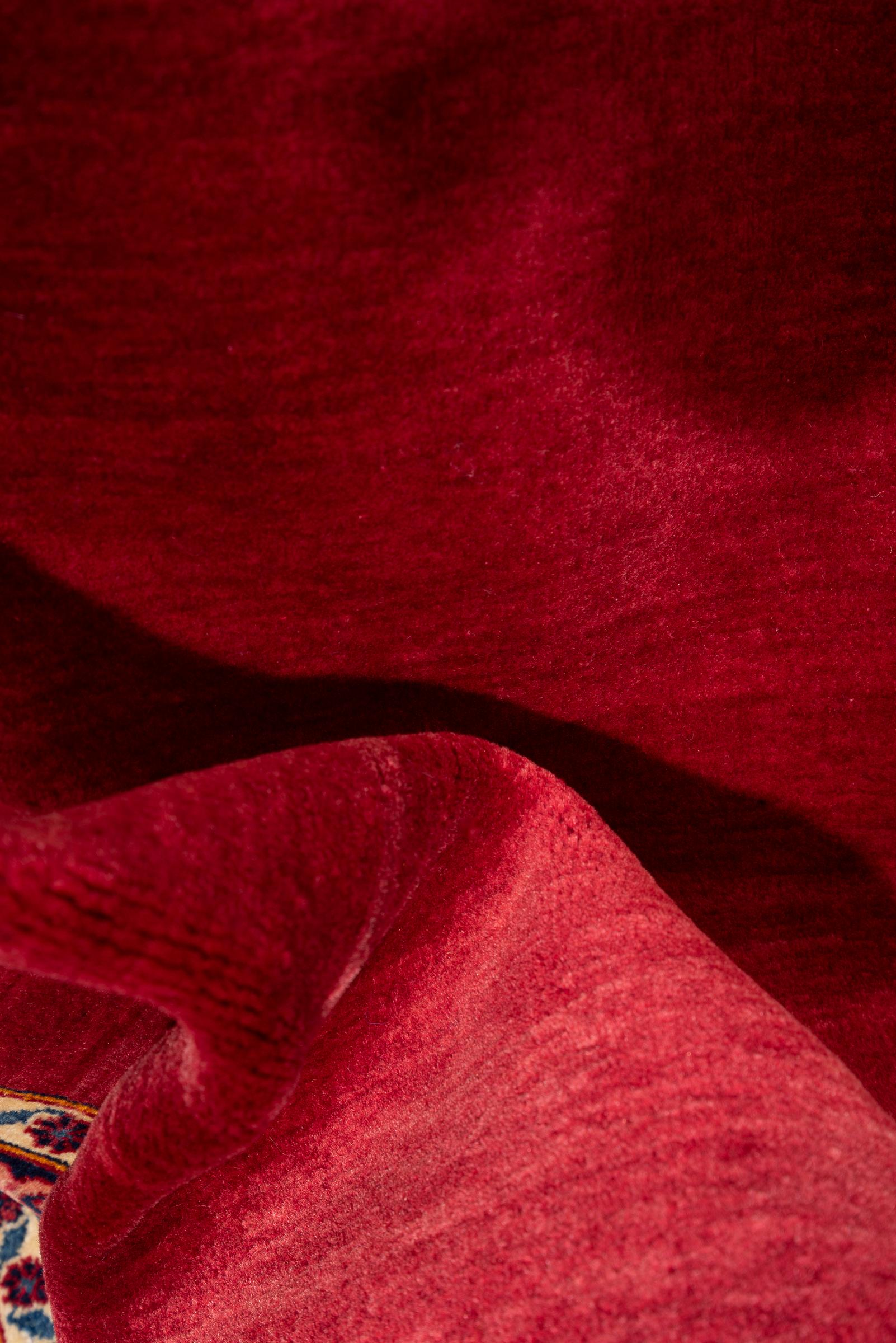 Fine Kashan Minimal Red Persian Runner Rug