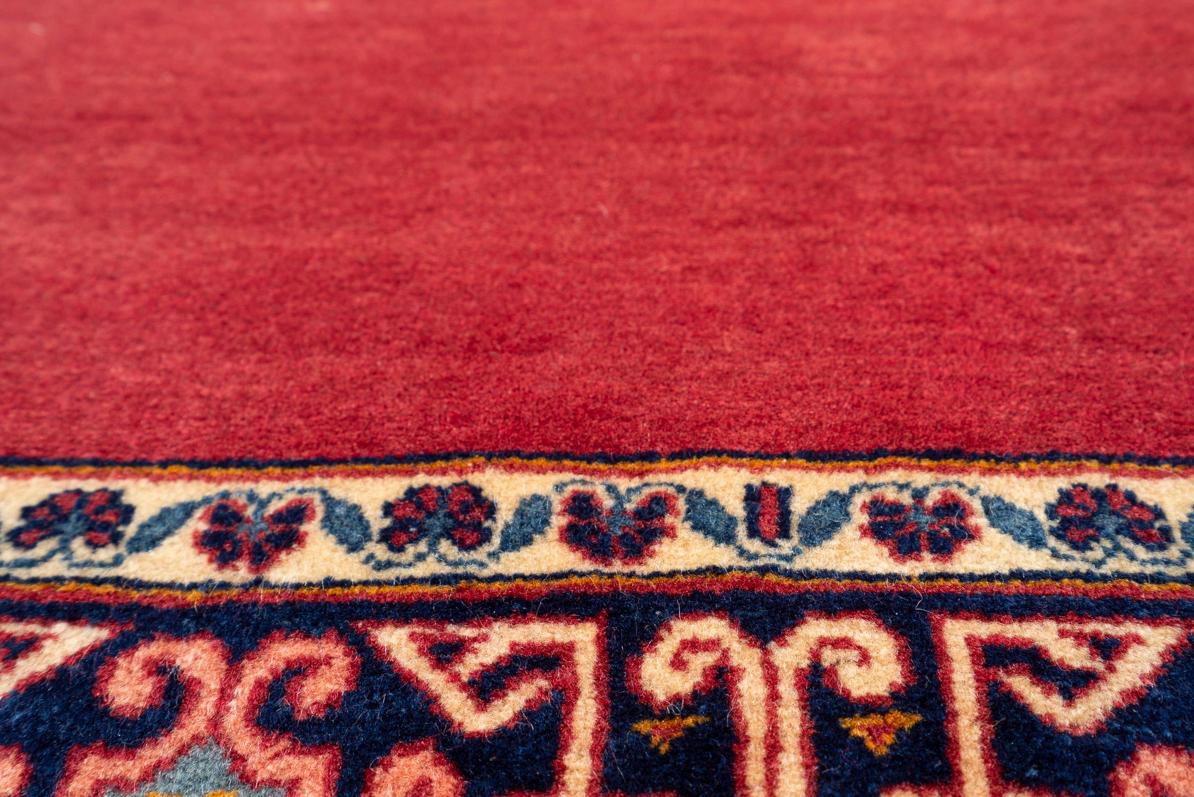 Fine Kashan Minimal Red Persian Runner Rug