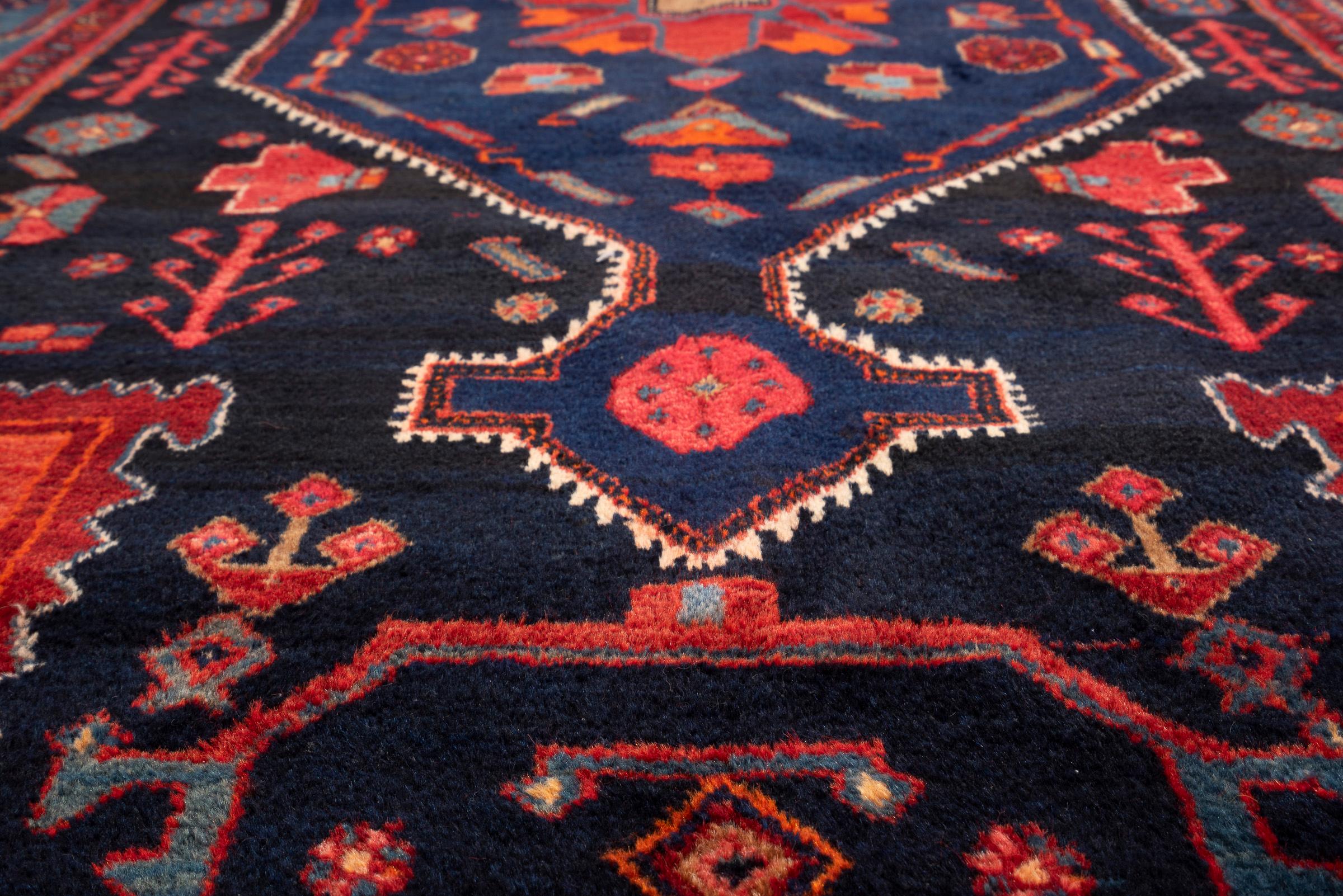 Vintage Zanjan Checkerd Lachak Persian Rug