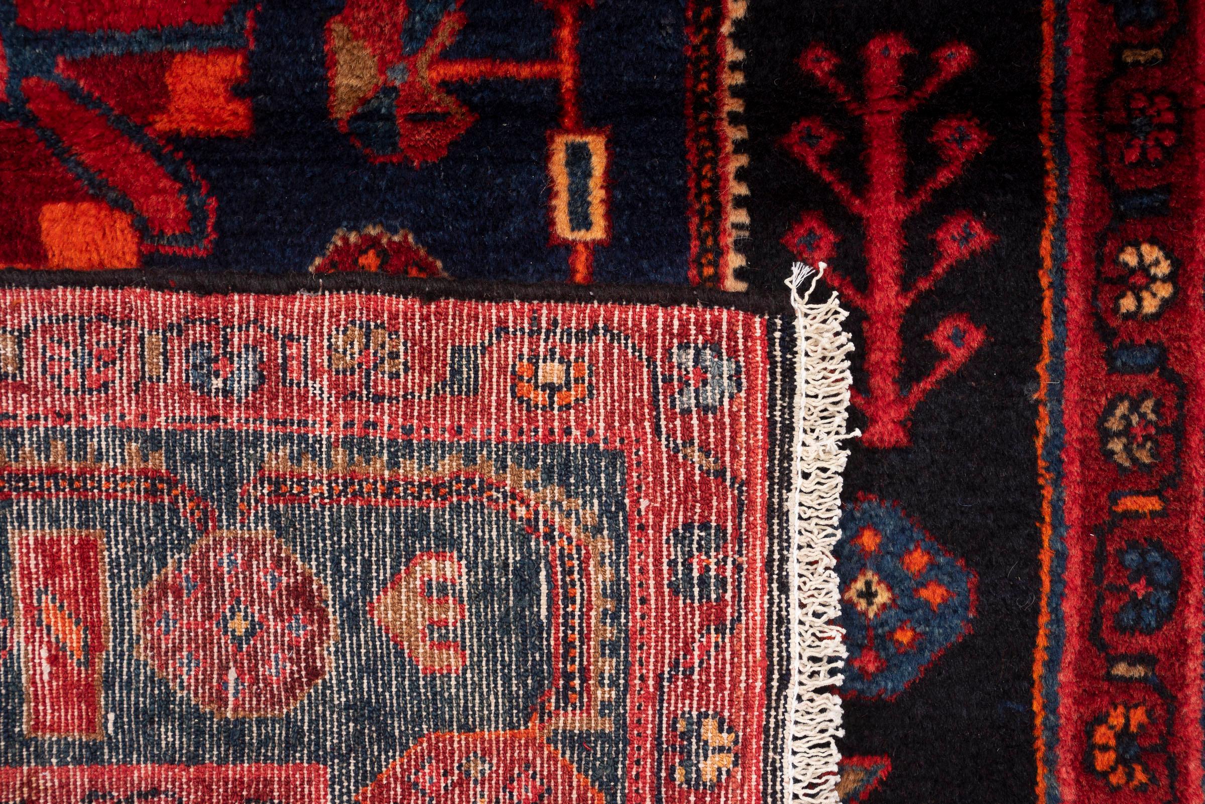 Vintage Zanjan Checkerd Lachak Persian Rug