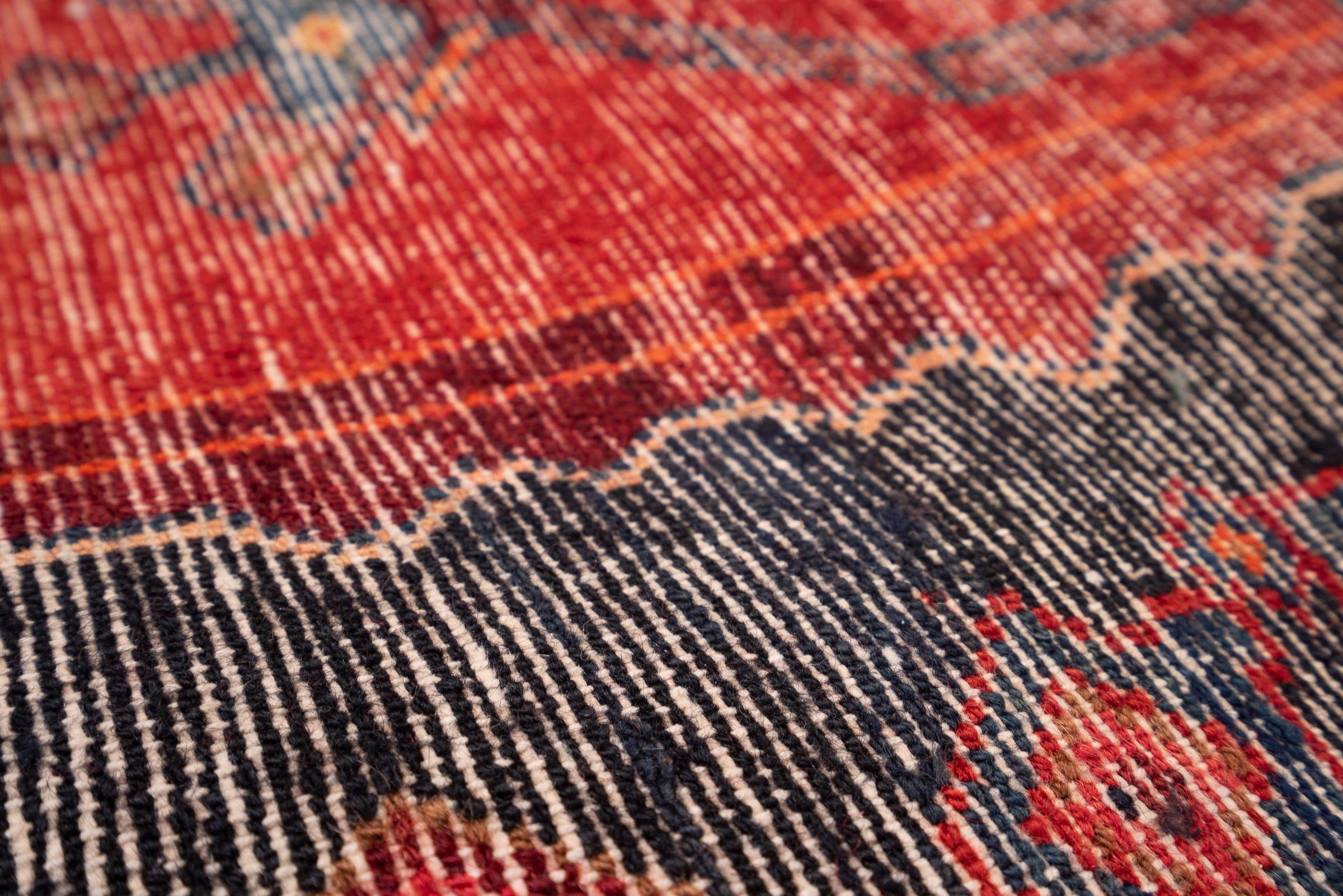 Vintage Zanjan Checkerd Lachak Persian Rug