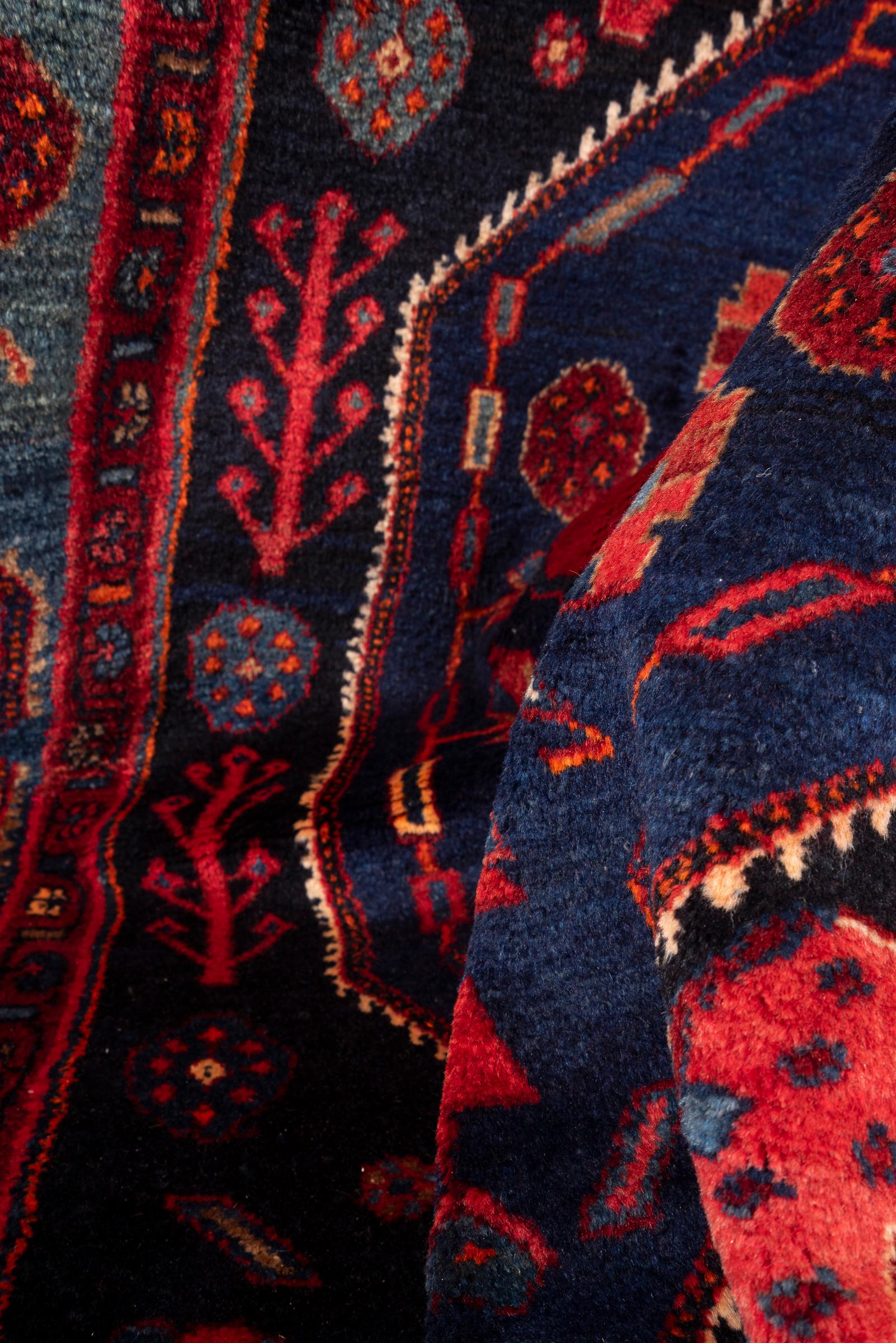 Vintage Zanjan Checkerd Lachak Persian Rug