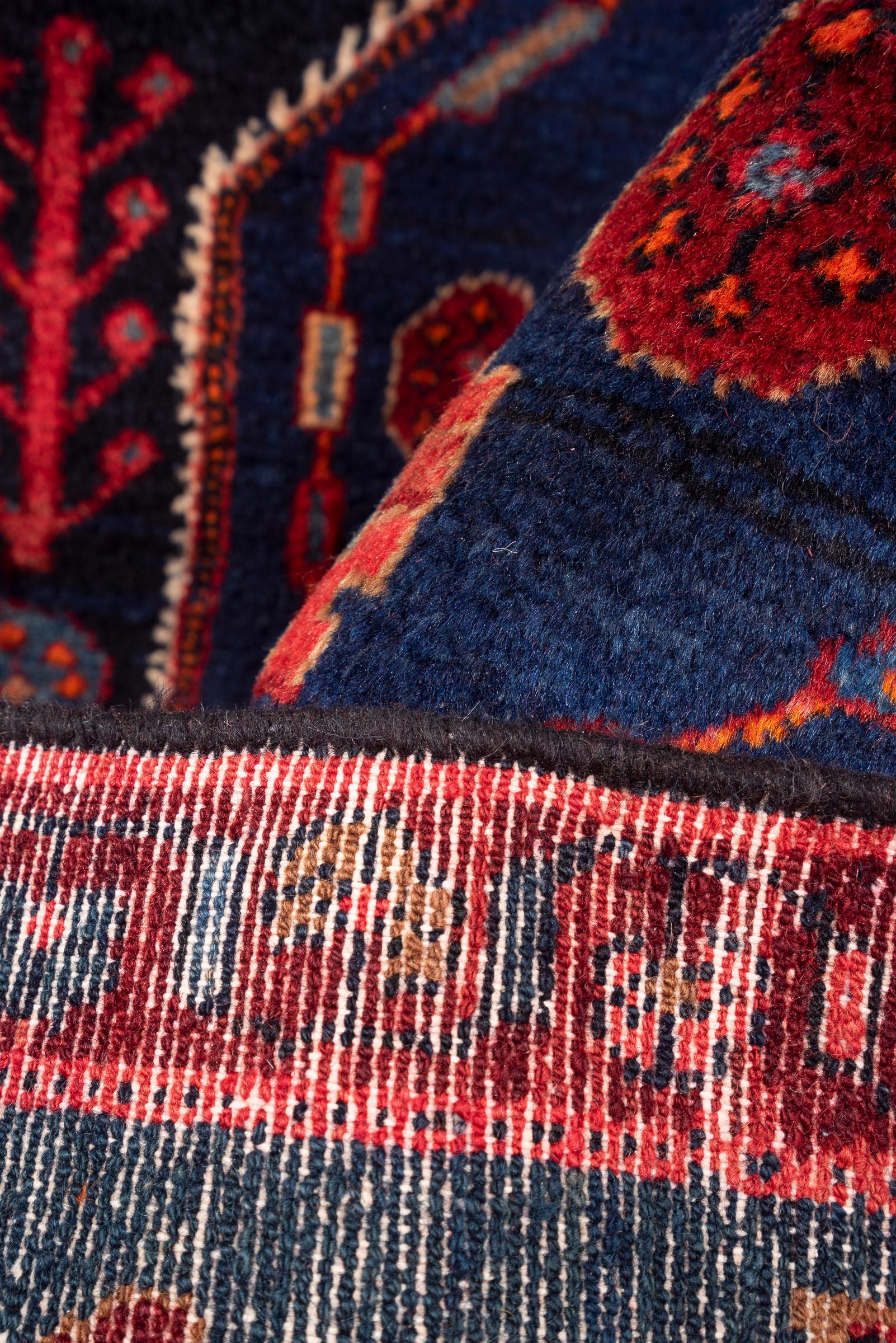 Vintage Zanjan Checkerd Lachak Persian Rug