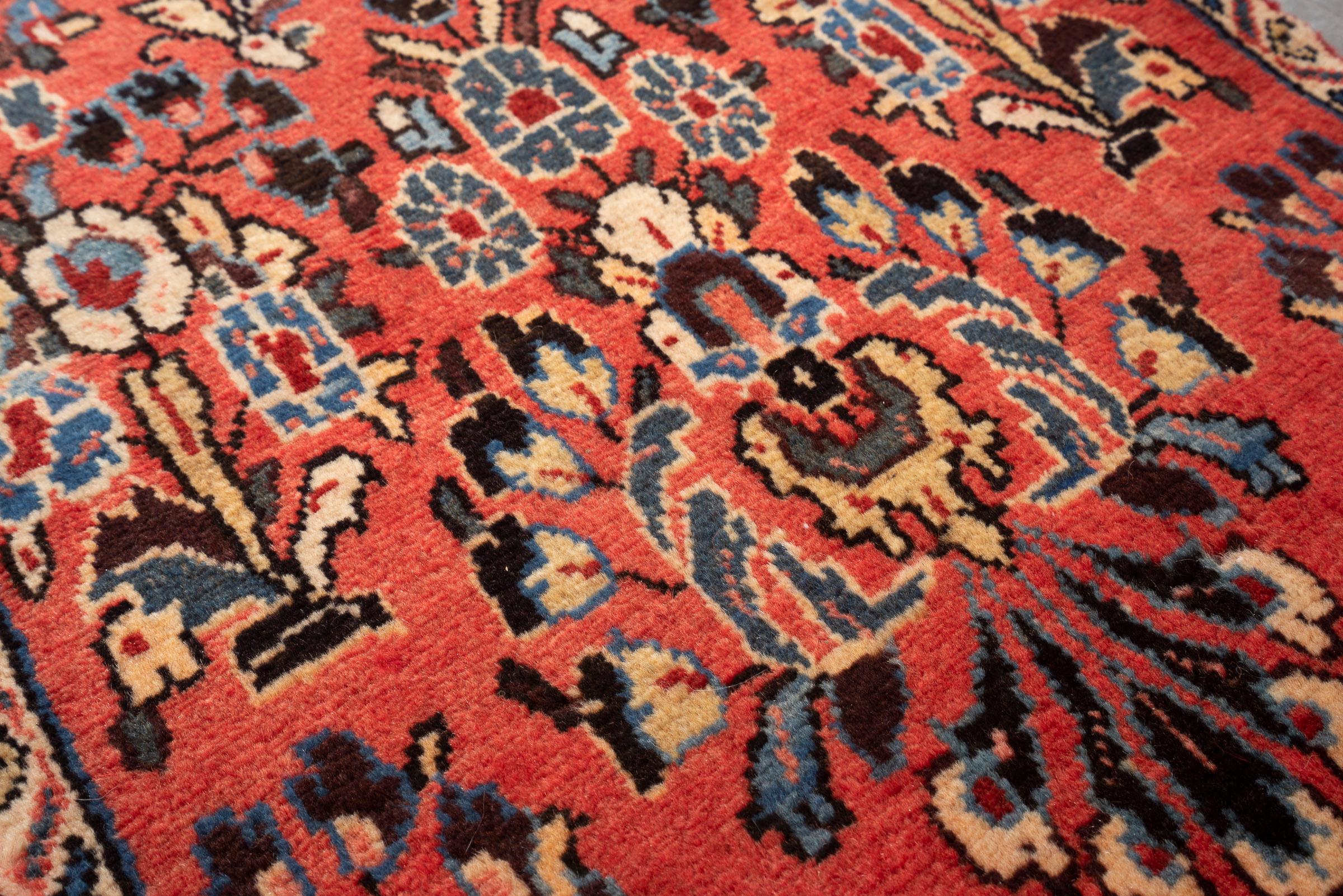 Vintage Sarouk American Flower Persian Runner Rug