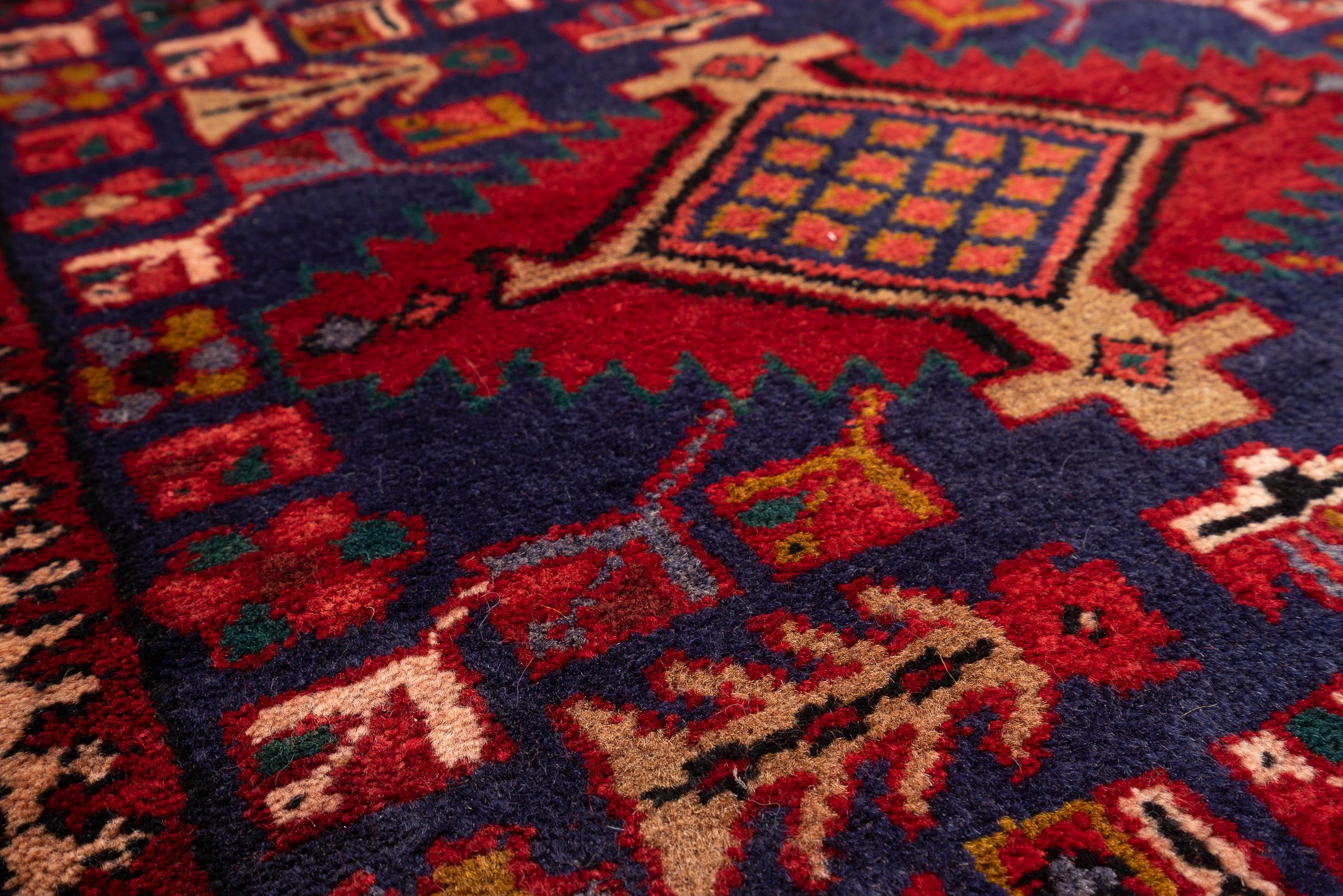 Antique Heriz 4 Toranj Persian Runner Rug