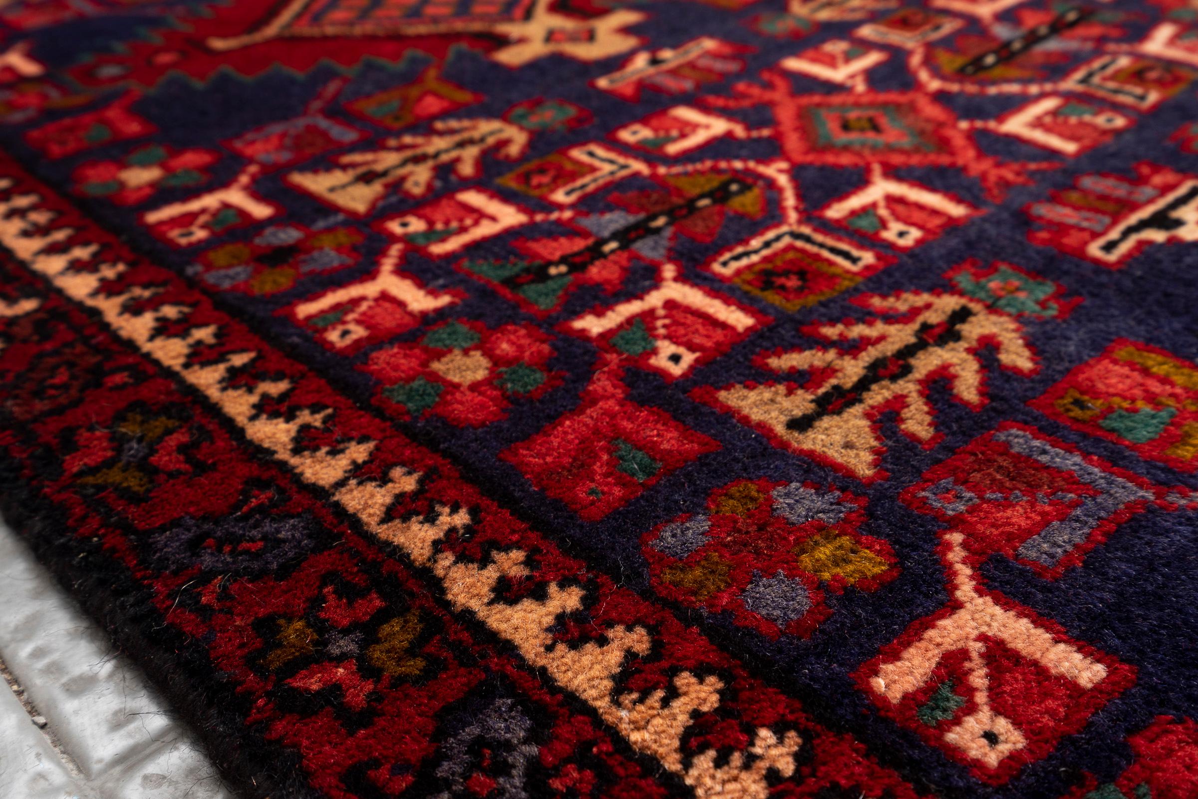 Antique Heriz 4 Toranj Persian Runner Rug