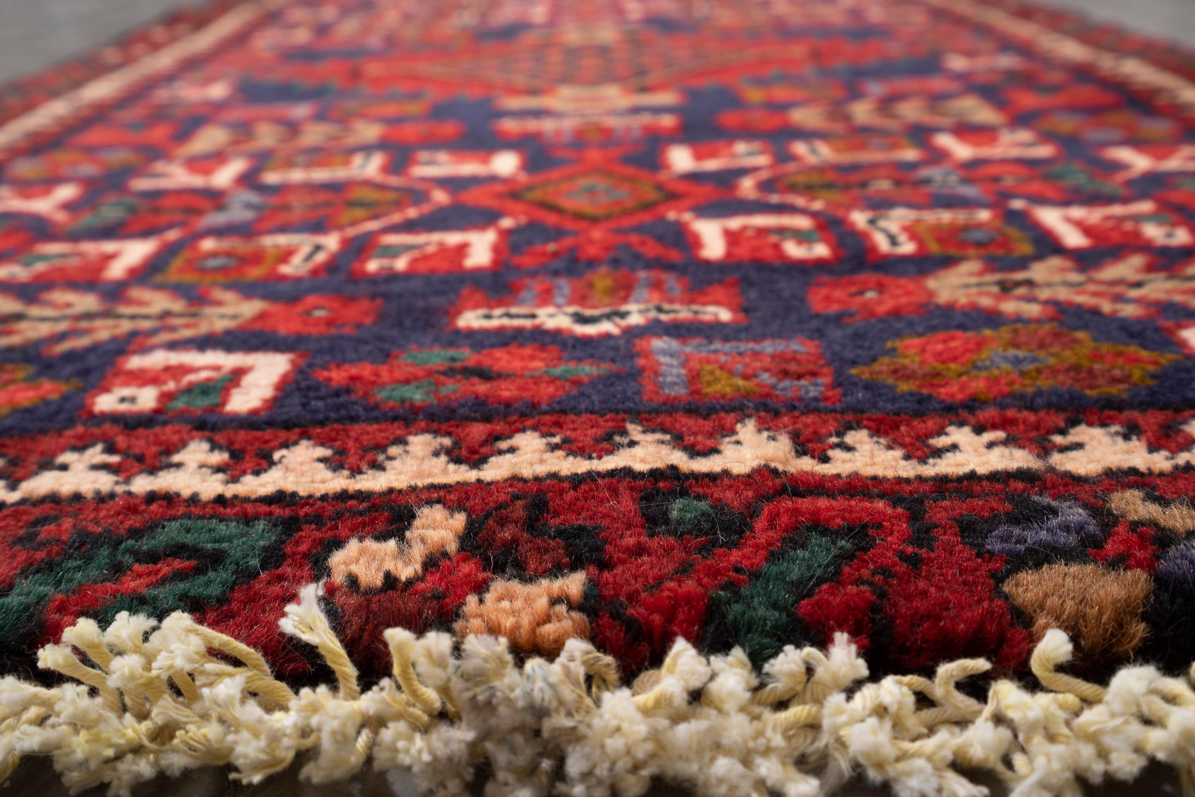 Antique Heriz 4 Toranj Persian Runner Rug