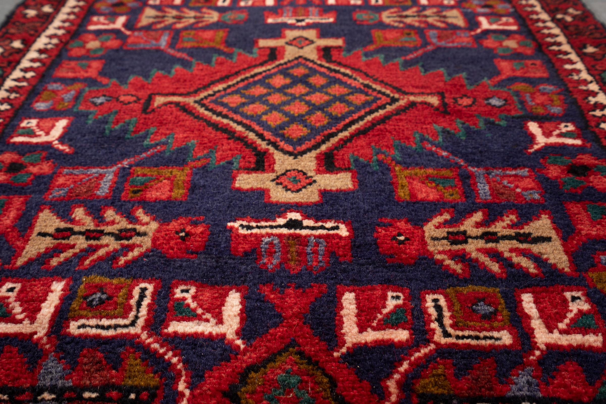 Antique Heriz 4 Toranj Persian Runner Rug