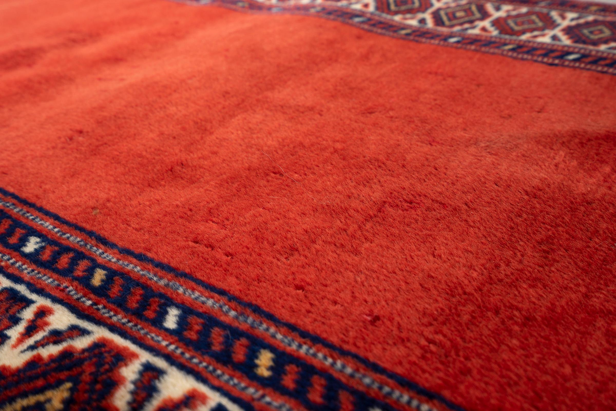 Vintage Fine Torkaman Red field Persian Runner Rug