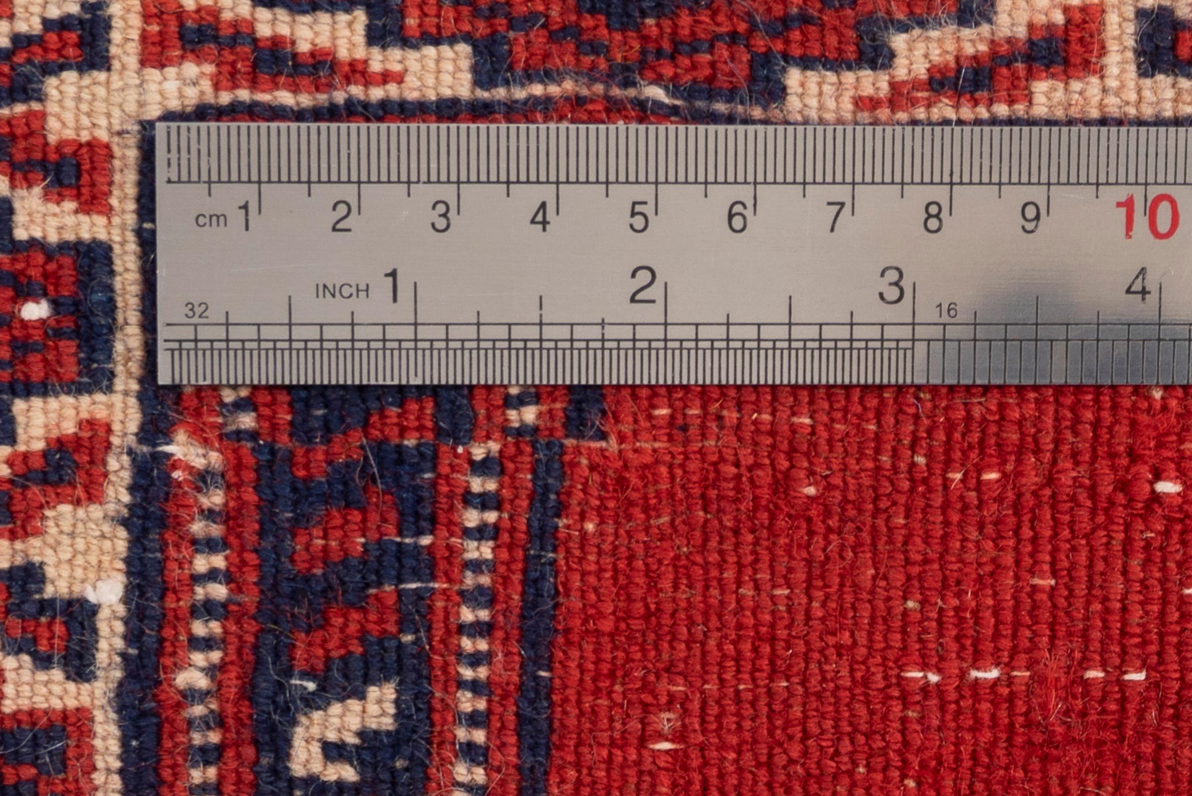 Vintage Fine Torkaman Red field Persian Runner Rug