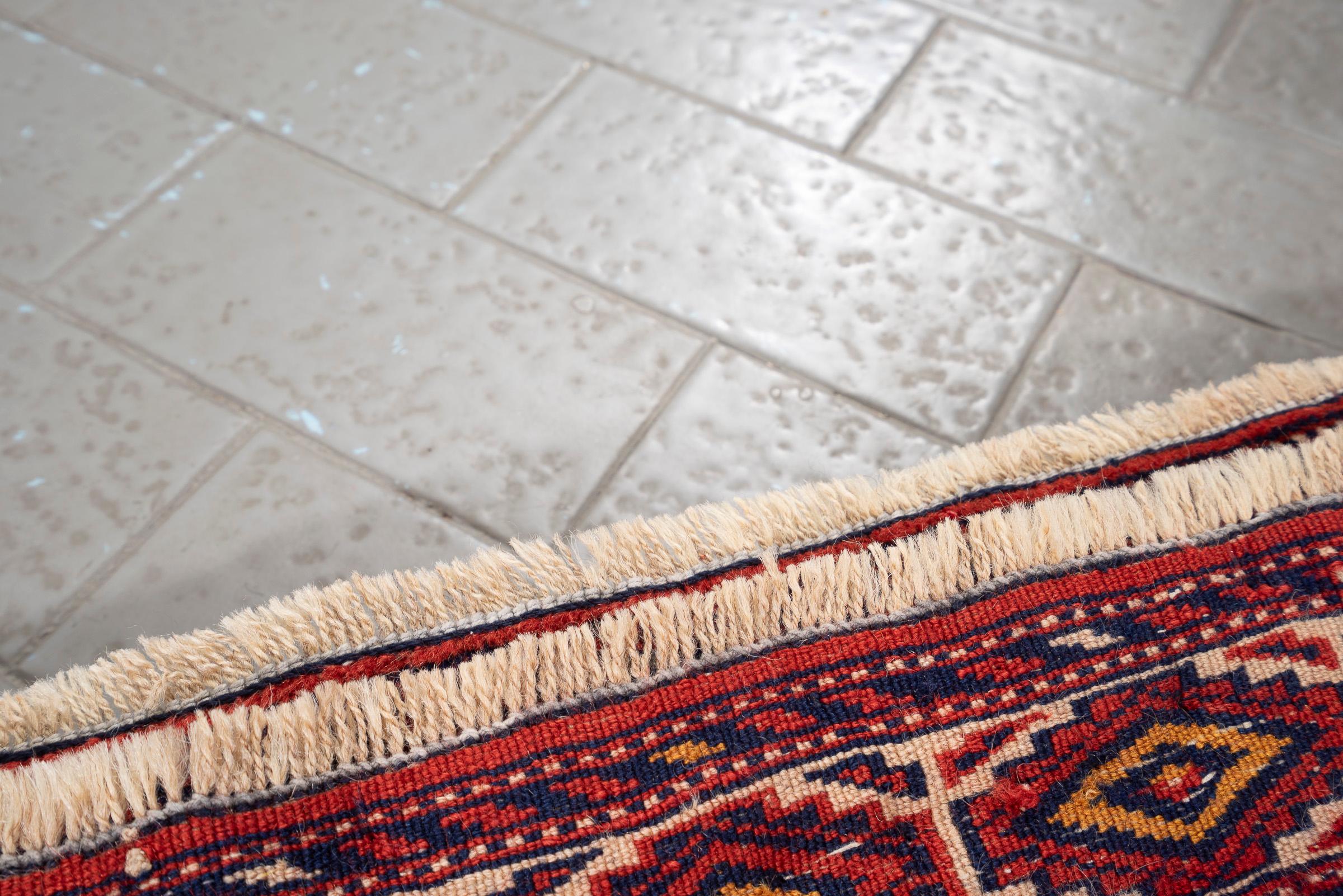 Vintage Fine Torkaman Red field Persian Runner Rug