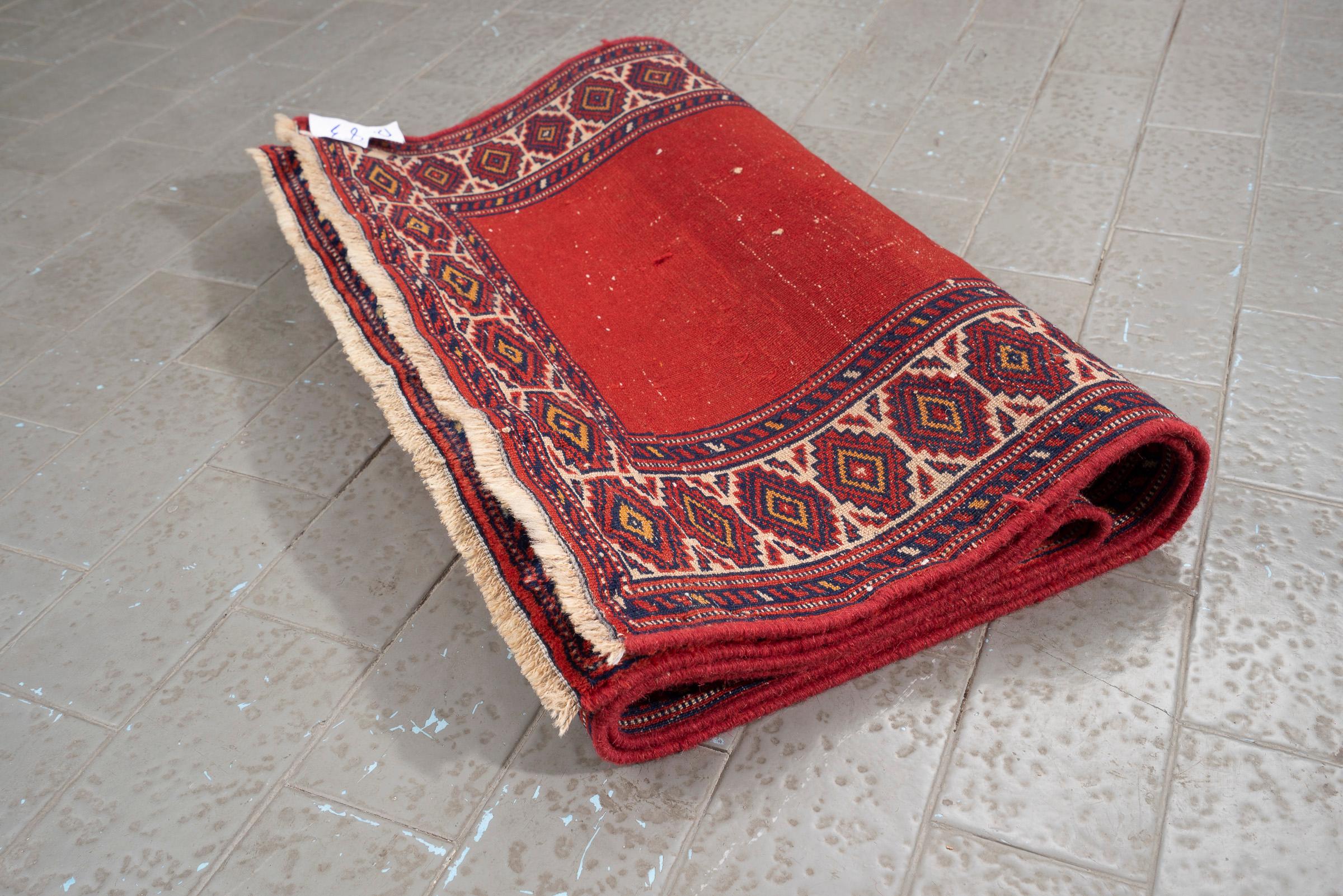 Vintage Fine Torkaman Red field Persian Runner Rug