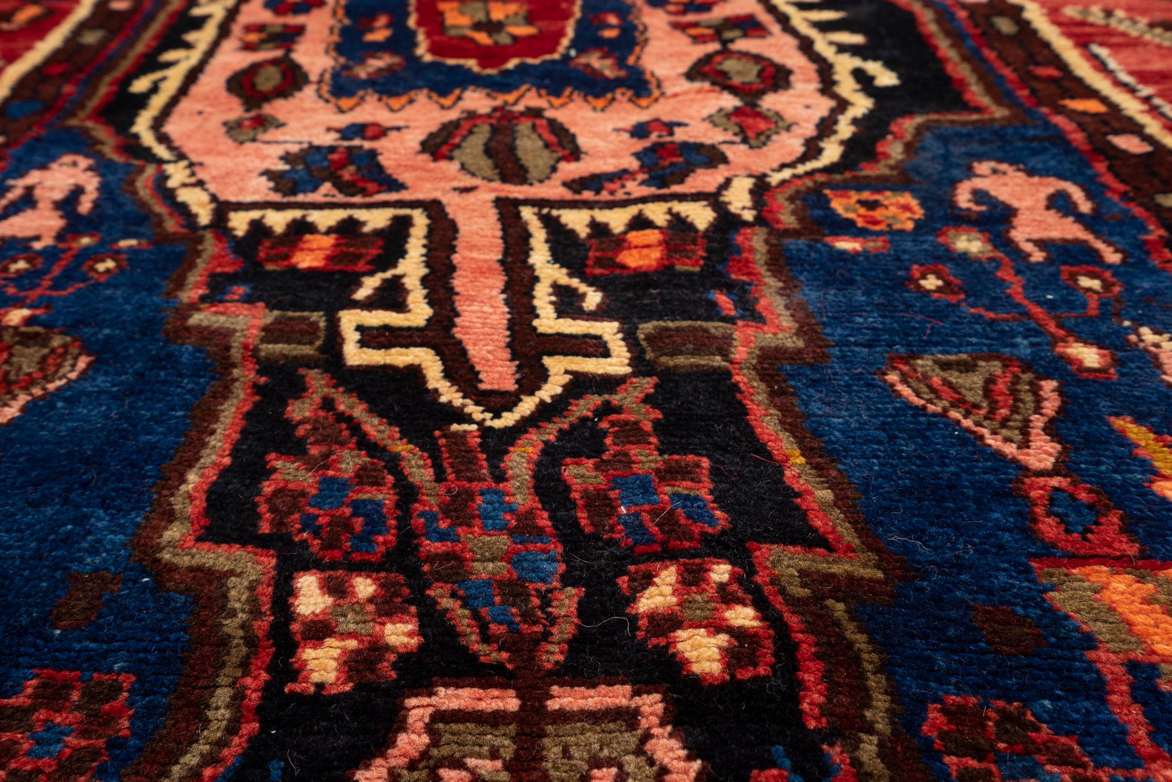 Antique Nahavand Nili Qalat Figures Persian Rug