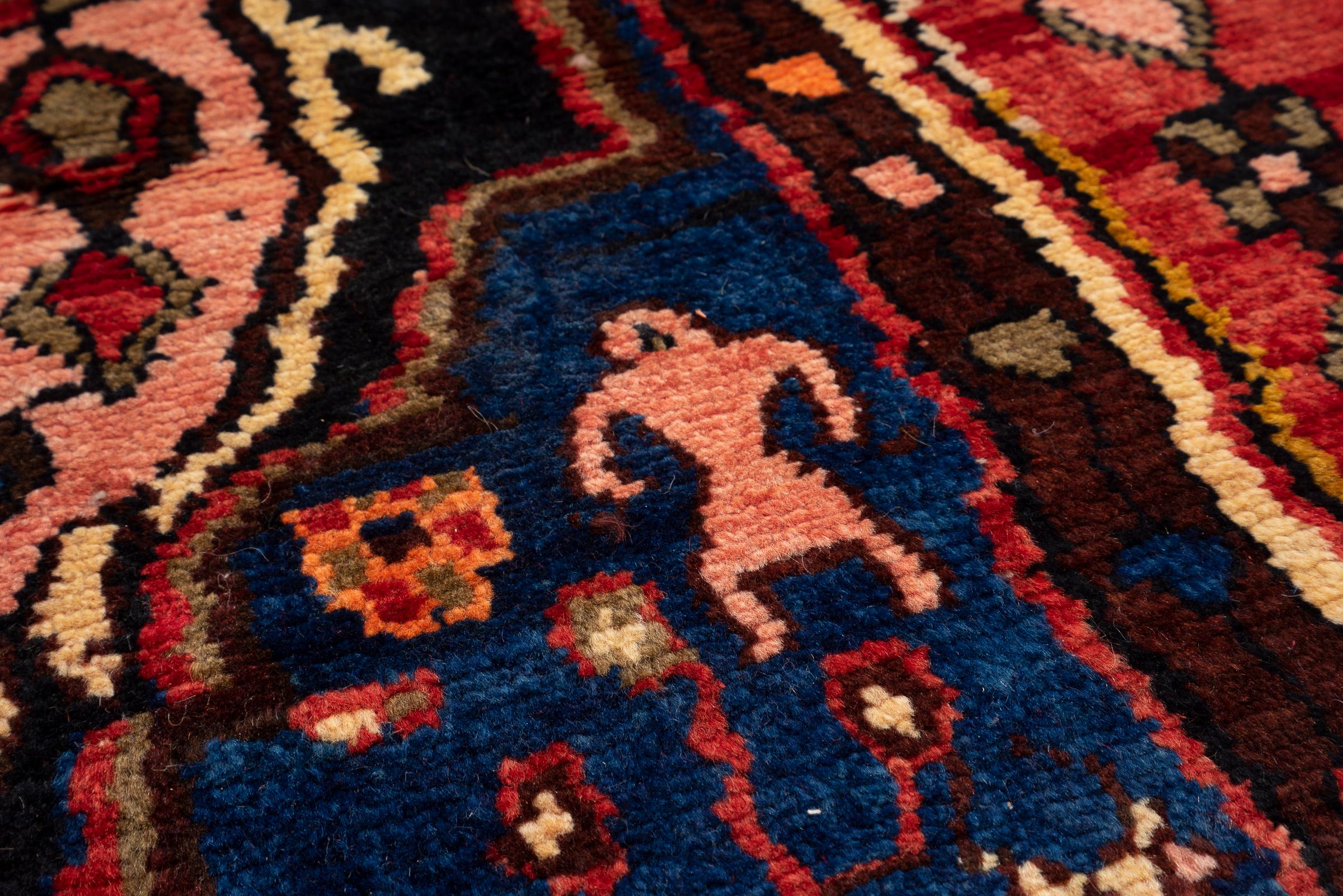 Antique Nahavand Nili Qalat Figures Persian Rug