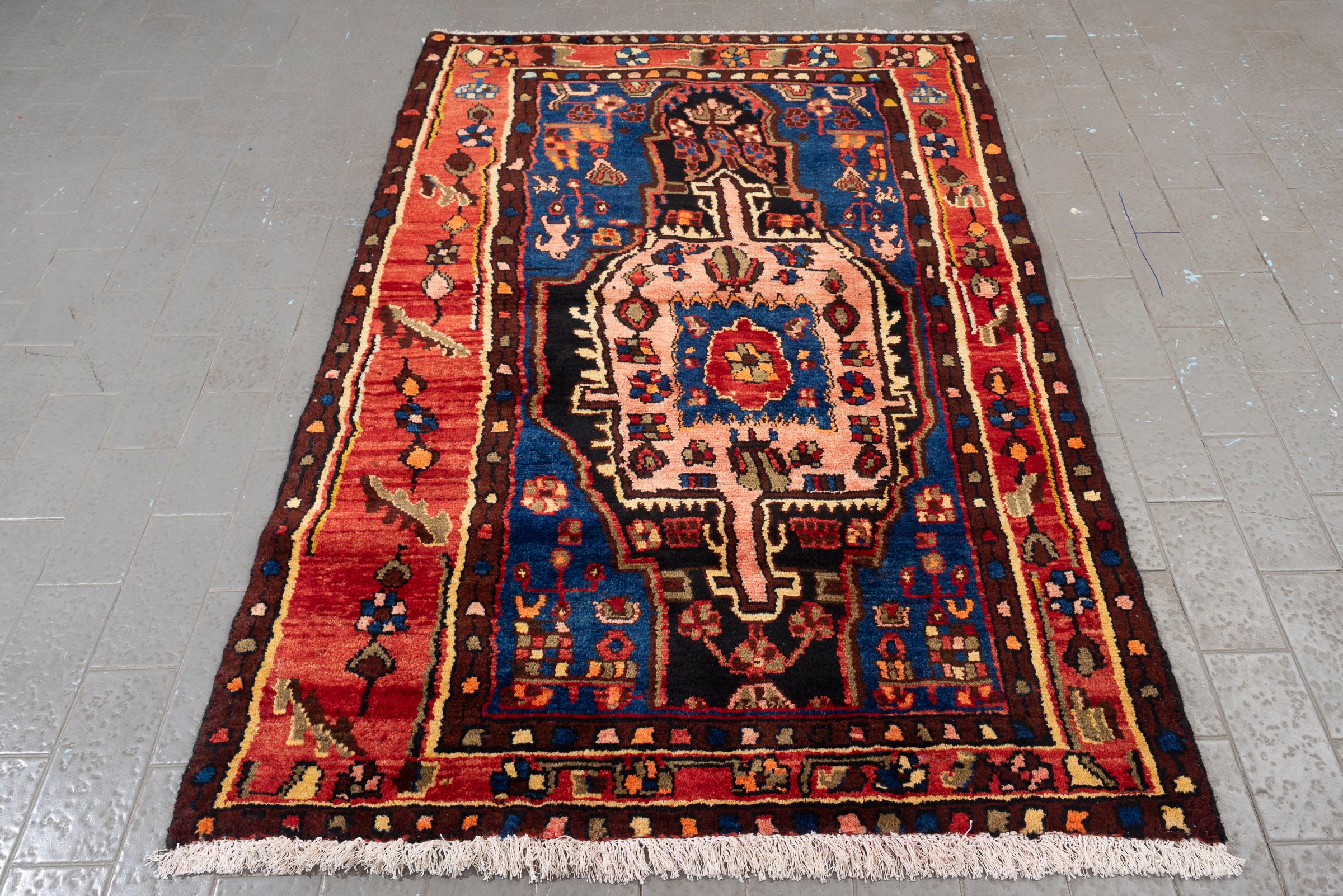Antique Nahavand Nili Qalat Figures Persian Rug