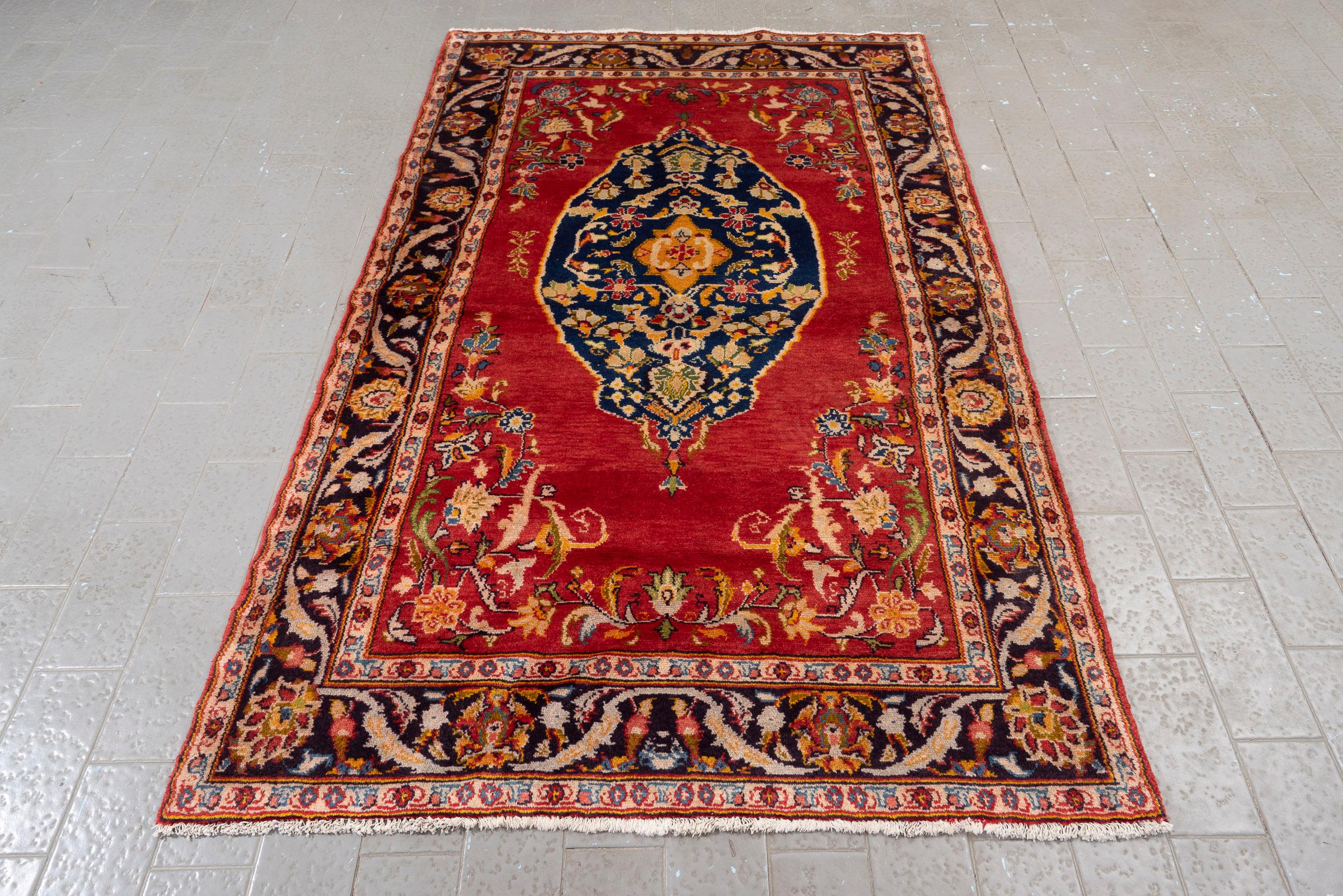 Antique Fine Hamadan Armenian Lachak Toranj Persian Rug