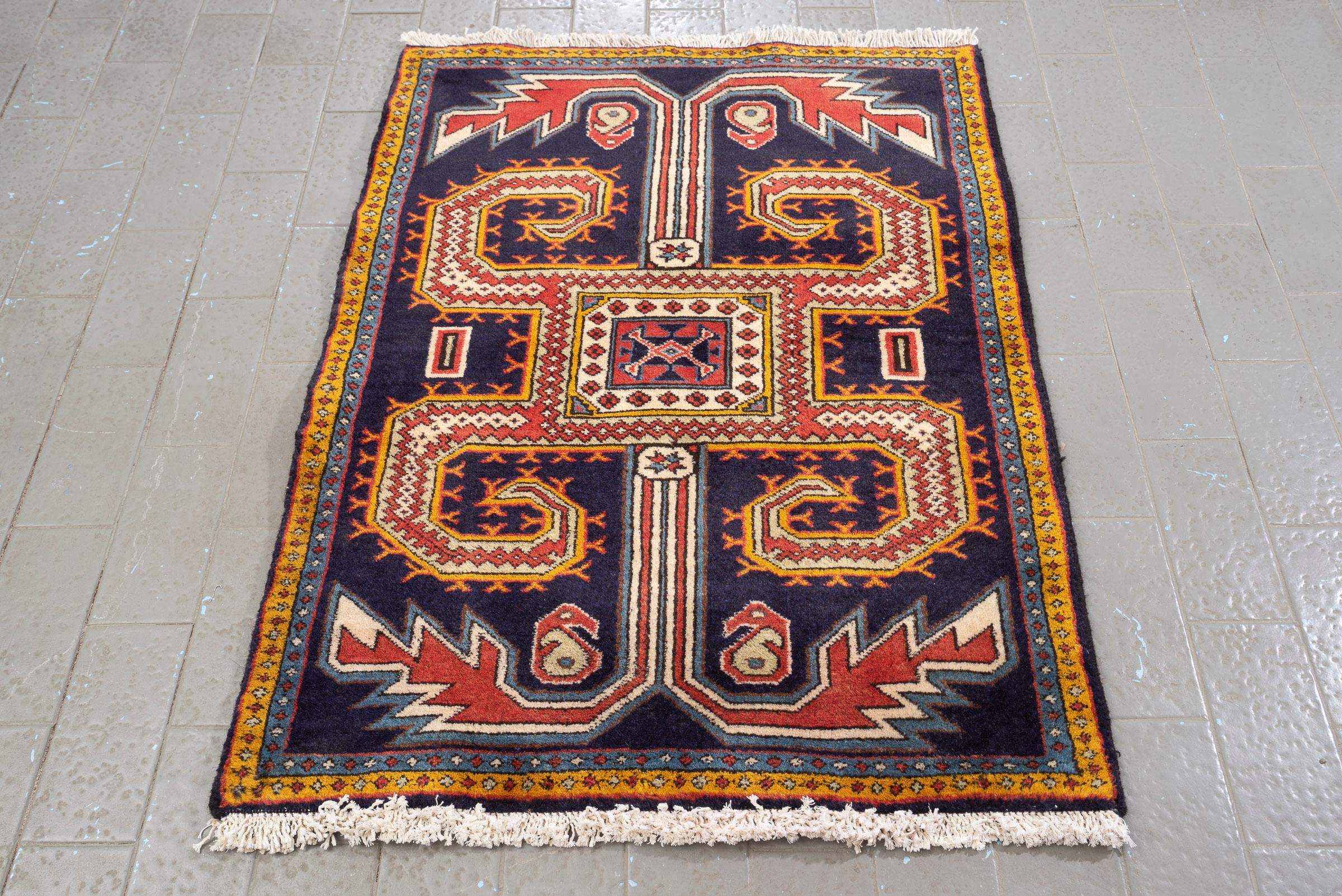 Vintage Nili Ardabil Persian Poshti Rug