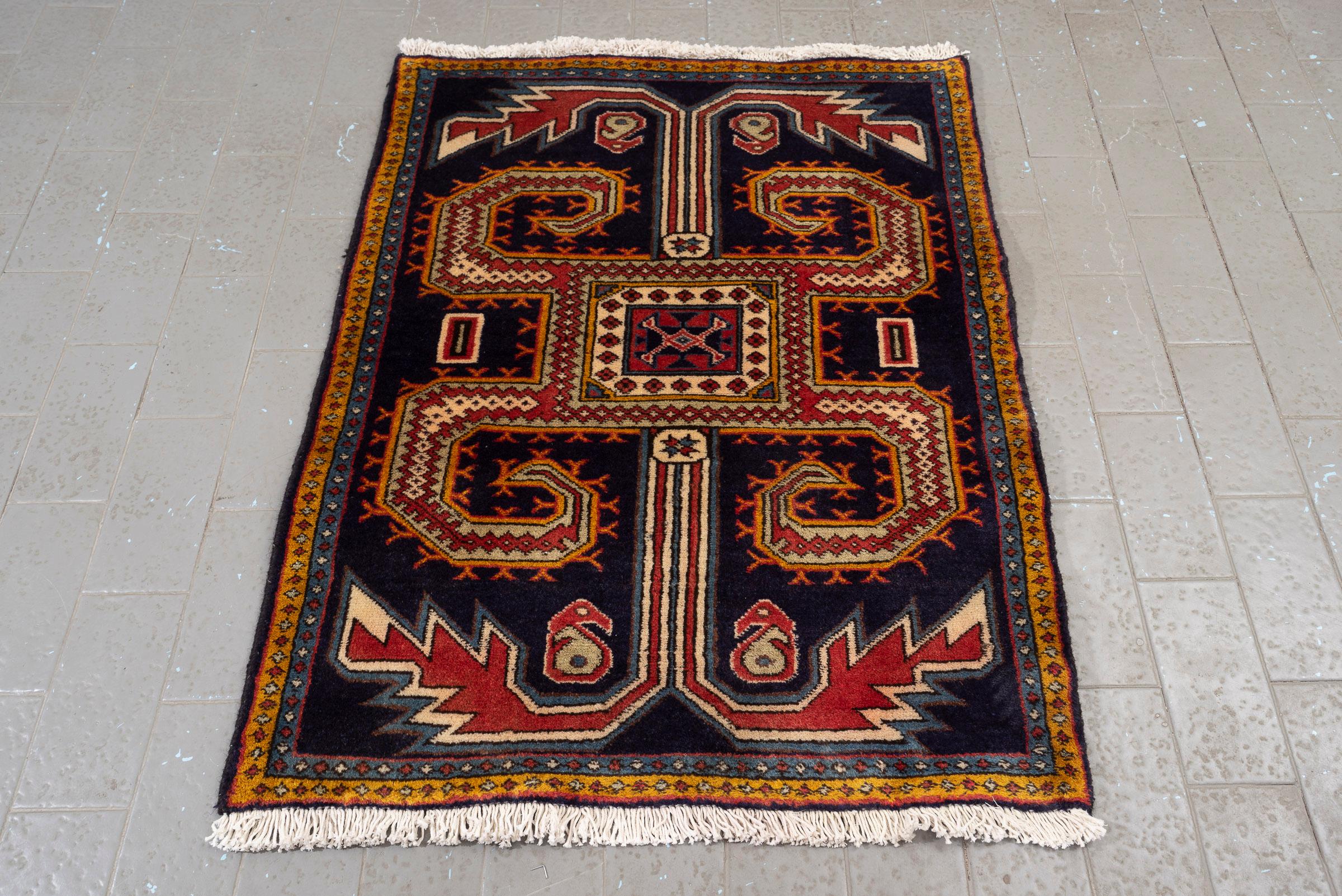 Vintage Nili Ardabil Persian Poshti Rug
