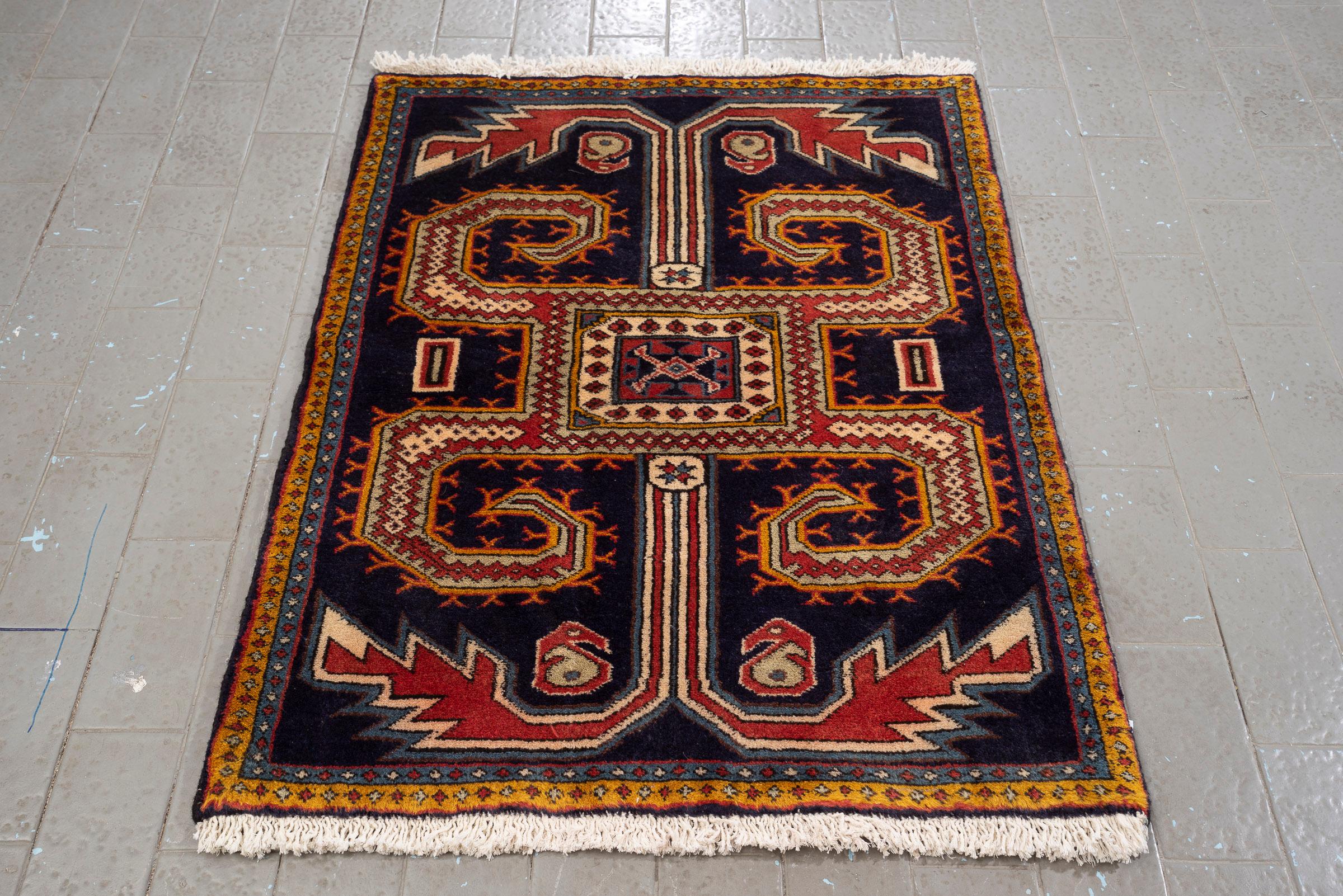 Vintage Nili Ardabil Persian Poshti Rug
