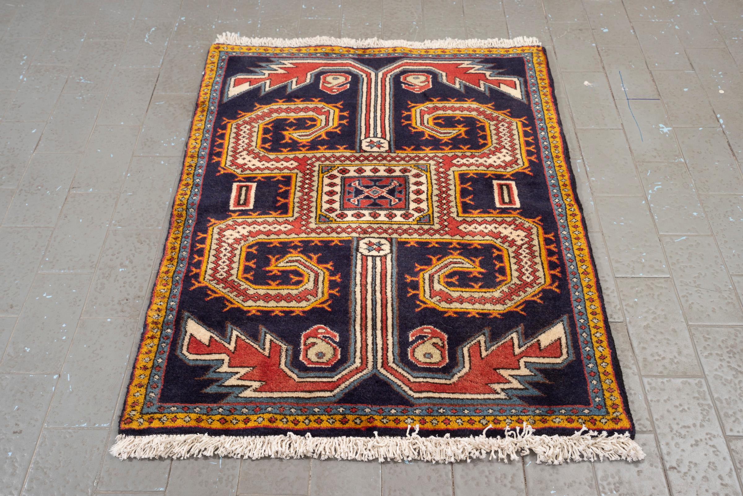 Vintage Nili Ardabil Persian Poshti Rug