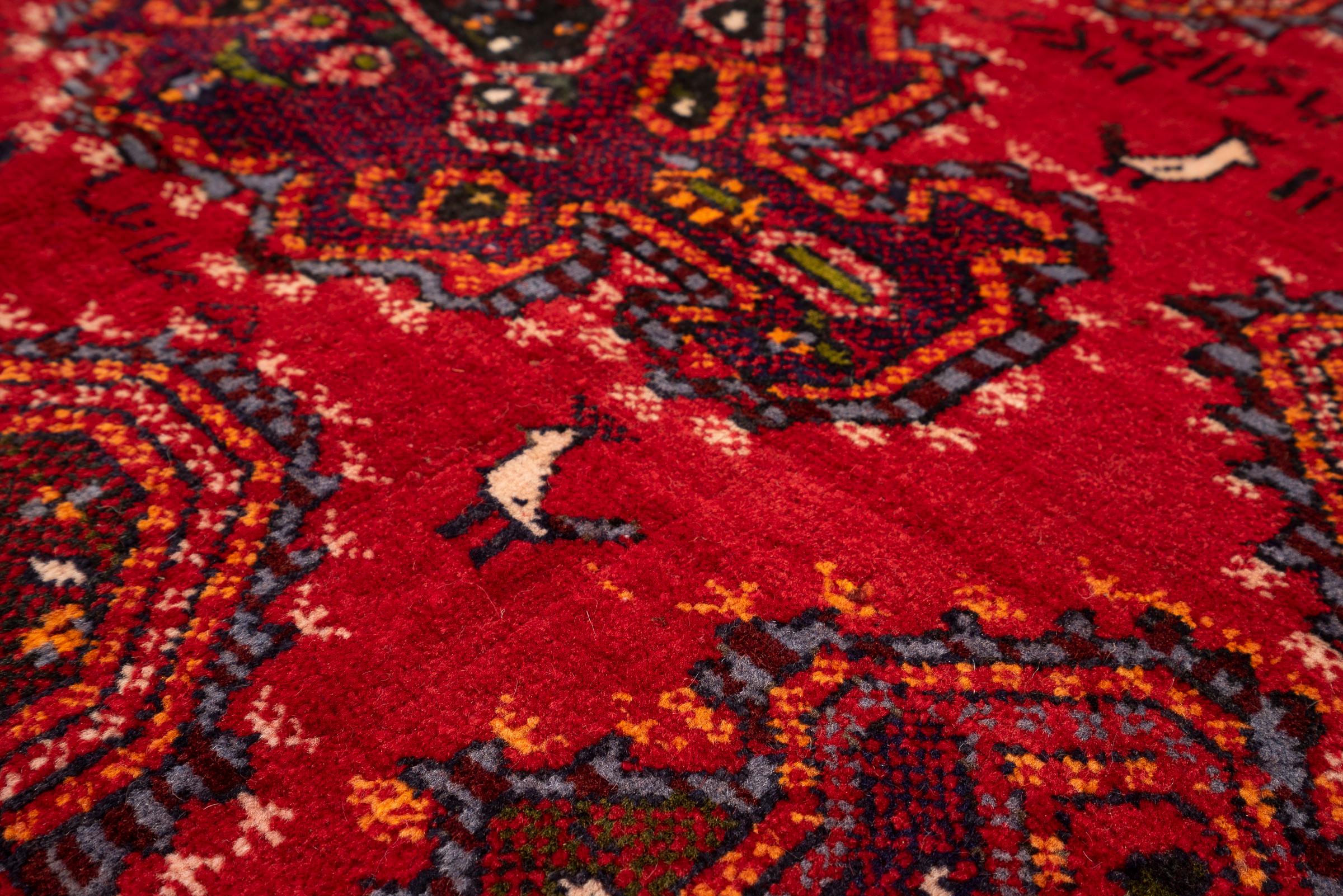 Vintage Kerman Dated (1990) Morqi Persian Poshti Rug
