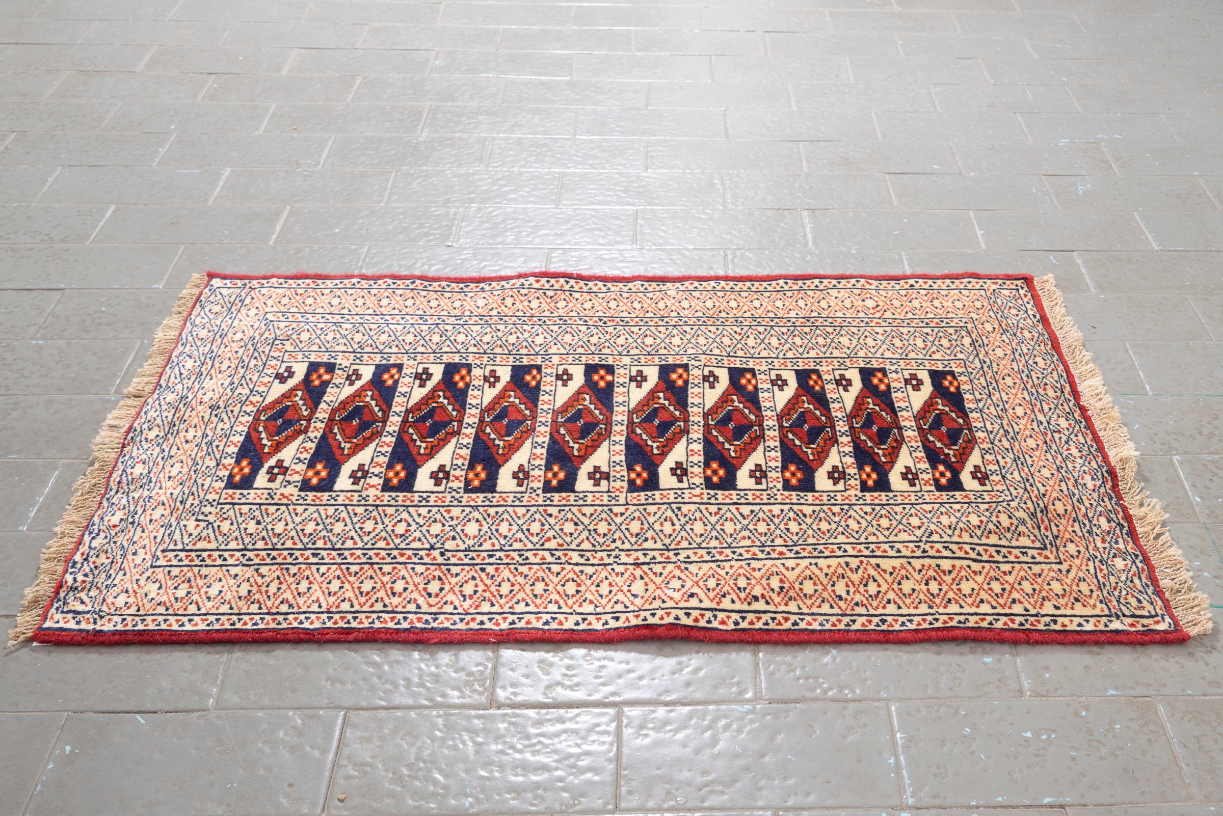 Vintage Fine Torkaman Yamut Qafse Gool Persian Poshti Rug