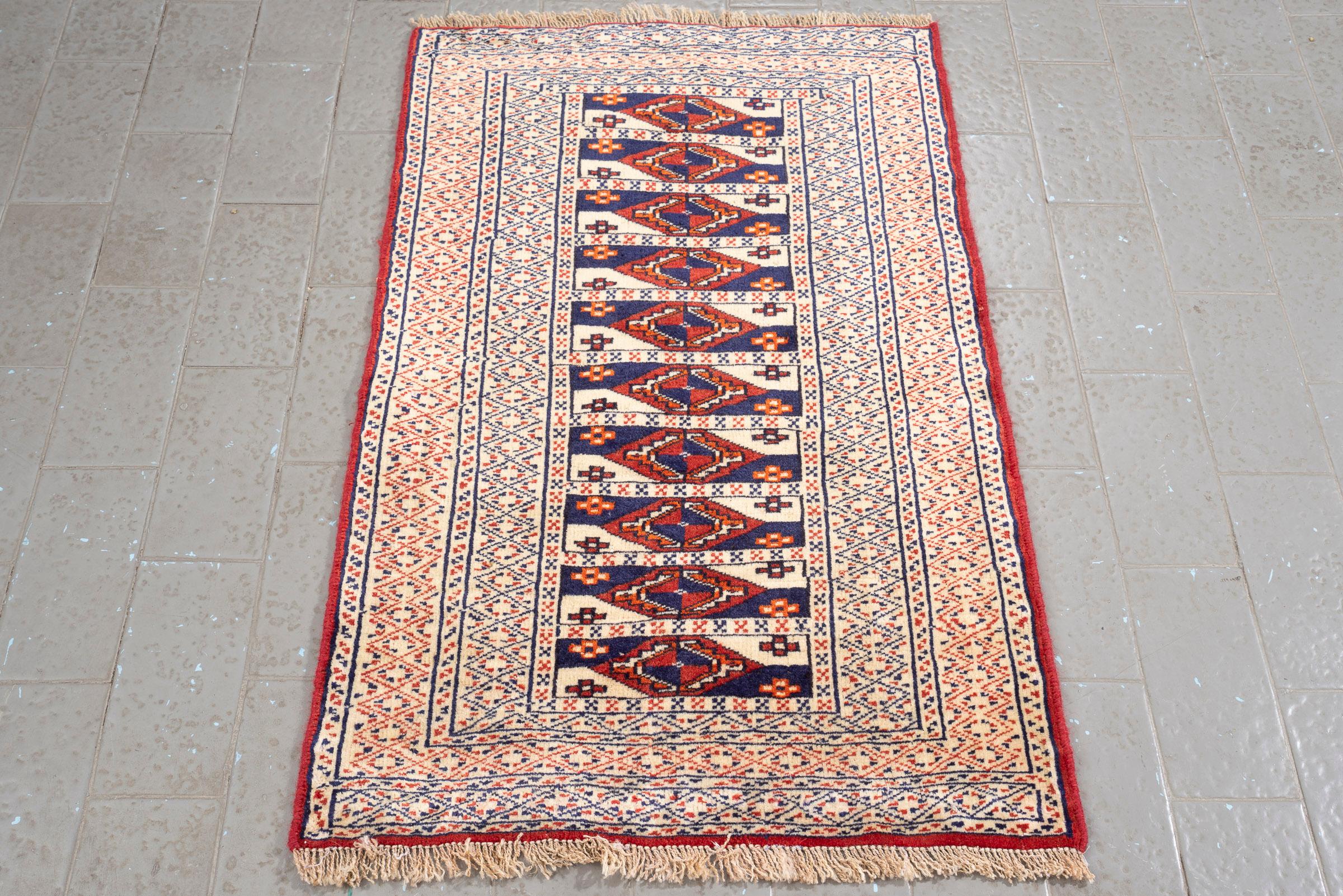 Vintage Fine Torkaman Yamut Qafse Gool Persian Poshti Rug