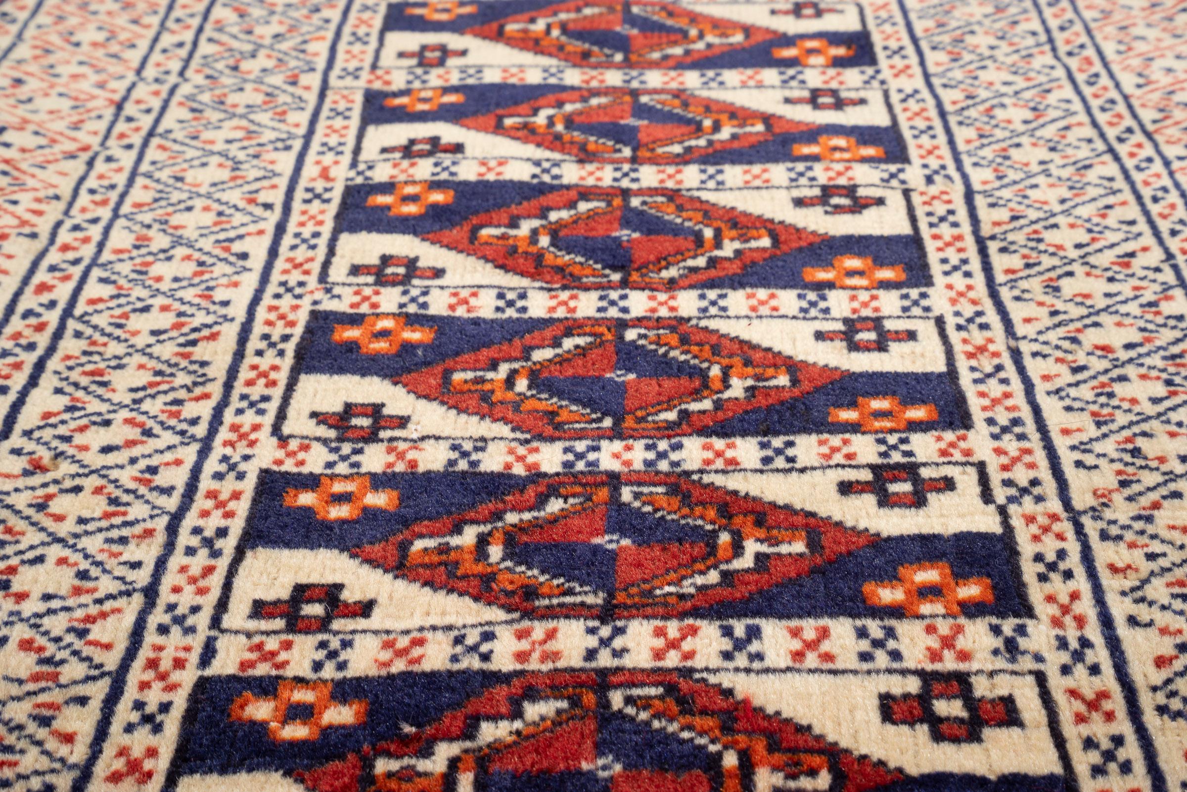 Vintage Fine Torkaman Yamut Qafse Gool Persian Poshti Rug